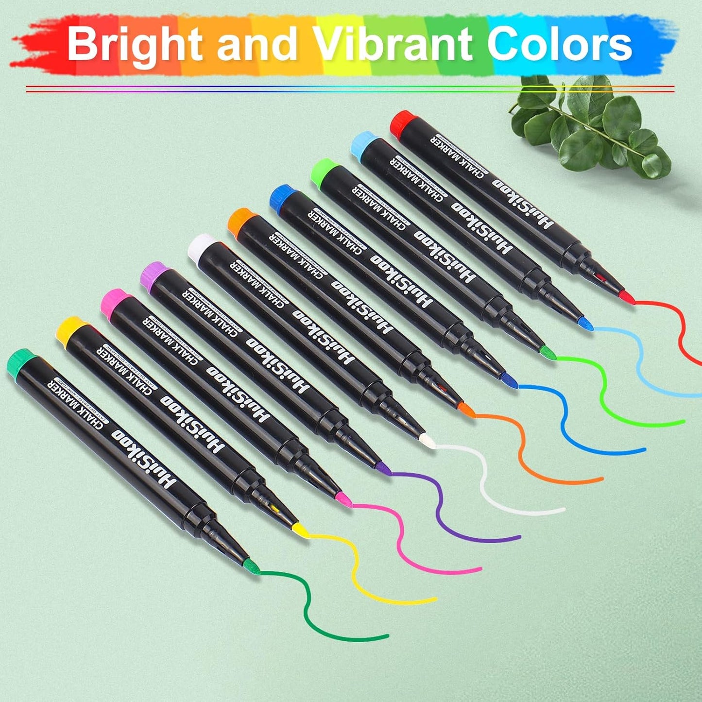 Liquid Chalk Markers for Acrylic Calendar Planning Board - Fine Tip Wet Erase Markers for Dry Erase Board, Whiteboard, Glass, Mirror - 1mm Fine Point, Easy to Erase, Quick Drying (10 Color)