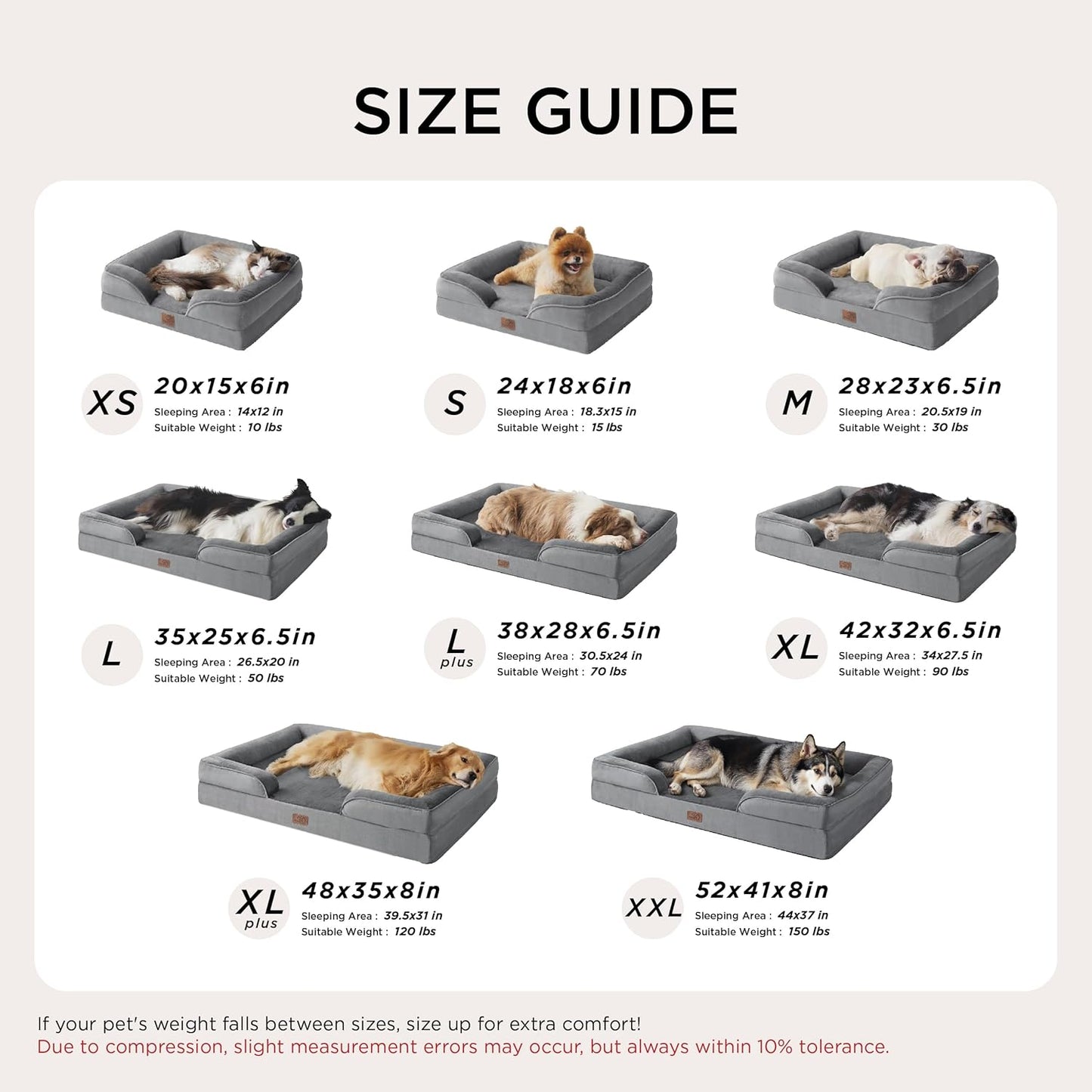 Bedsure XL Plus Orthopedic Dog Bed for Extra Large Dogs - Washable XLarge Dog Cat Bed Waterproof, Comfort Dogs Couch Sofa with Washable Removable Cover, Pet Bed with Nonskid Bottom, Grey, 48"