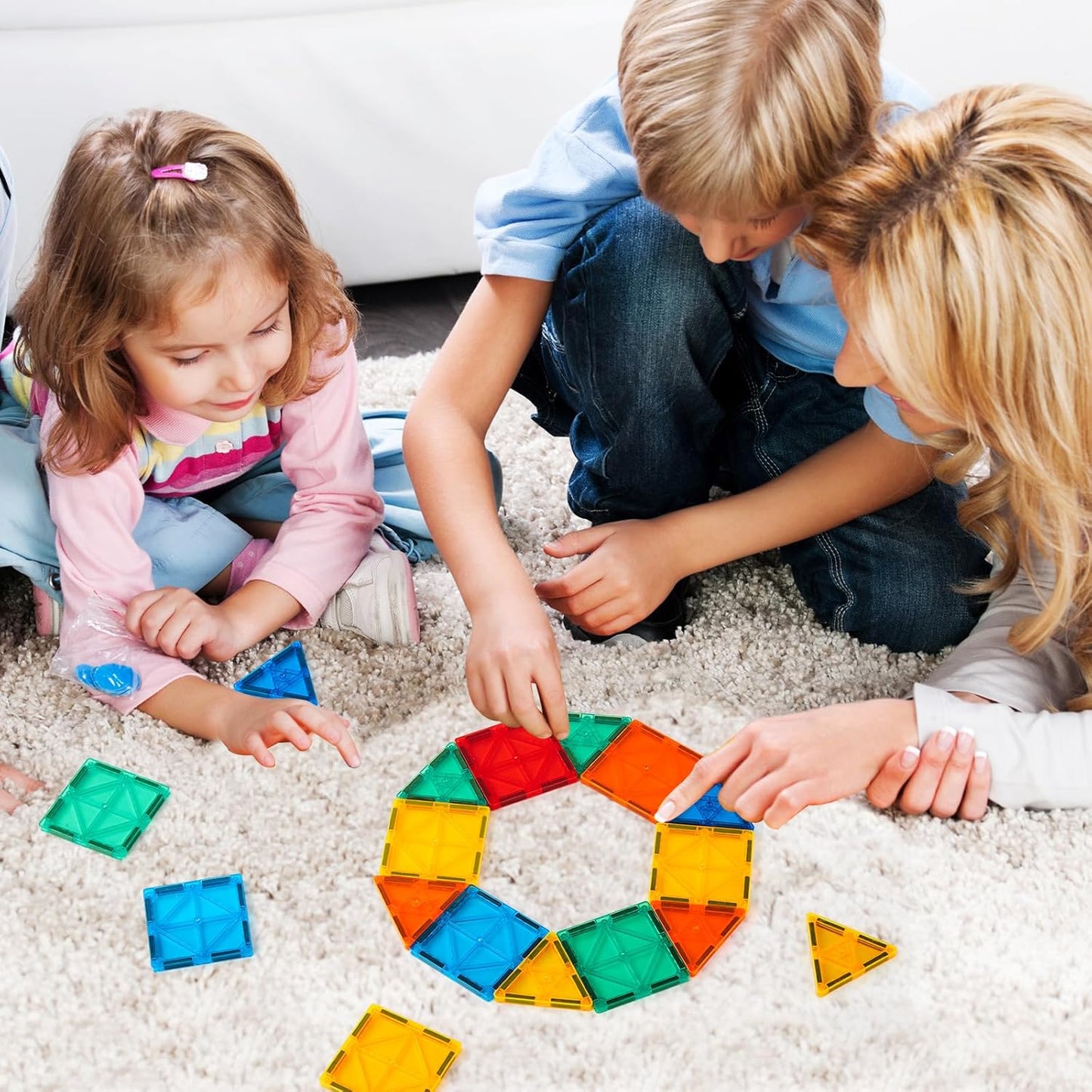 FNJO Magnetic Tiles, 110PCS Magnet Building Set, Magnetic Building Blocks,Construction STEM Learning and Playing Toys for Kids, Montessori Toy for Preschool Boys Girls