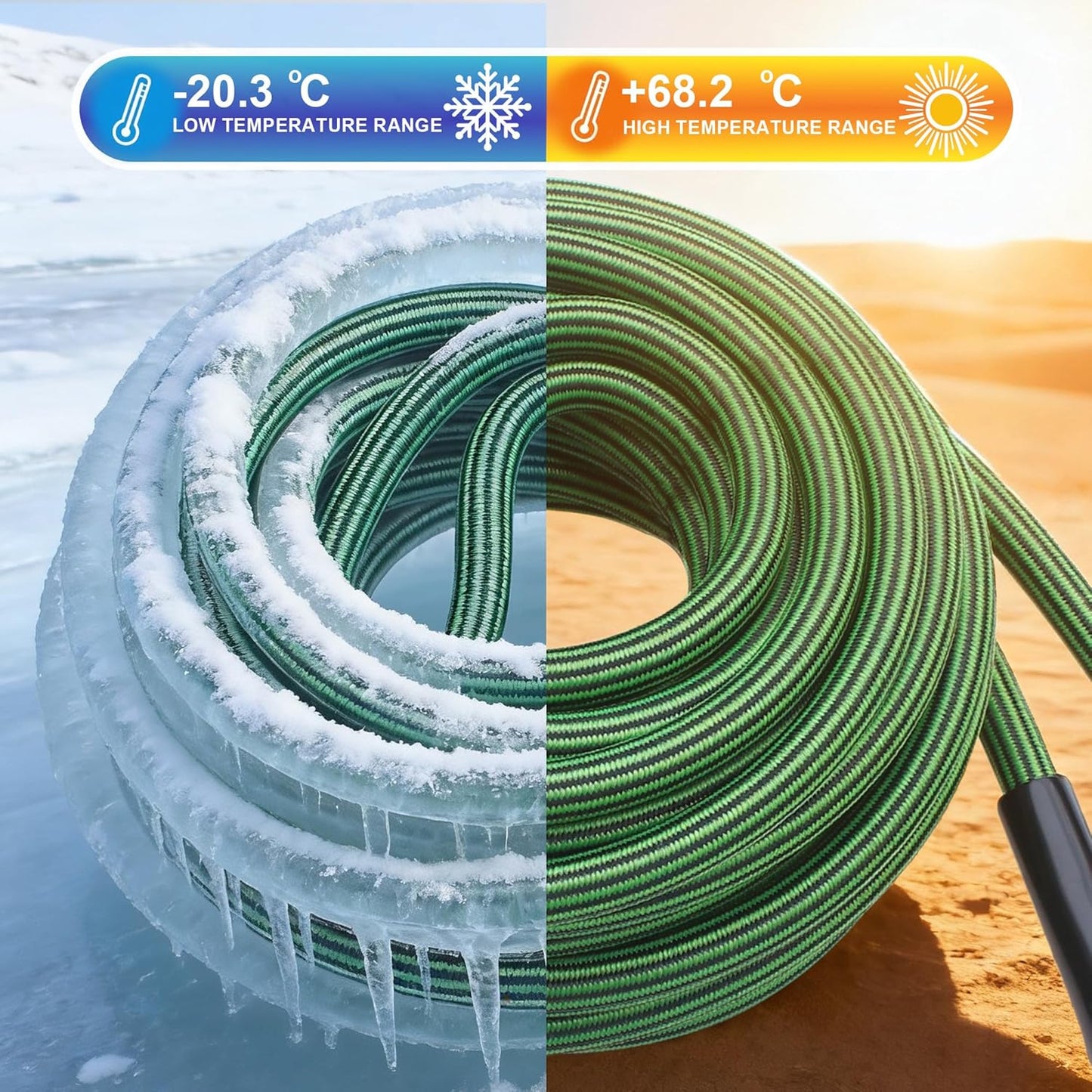 Garden Hose 50 FT-Triple-layer pipe, Heavy Duty Water Hose with solid Aluminum Fittings, Ultra-Lightweight and Flexible, Abrasion-Resistant, Rust-Resistant,Watering and Cleaning for Outdoor