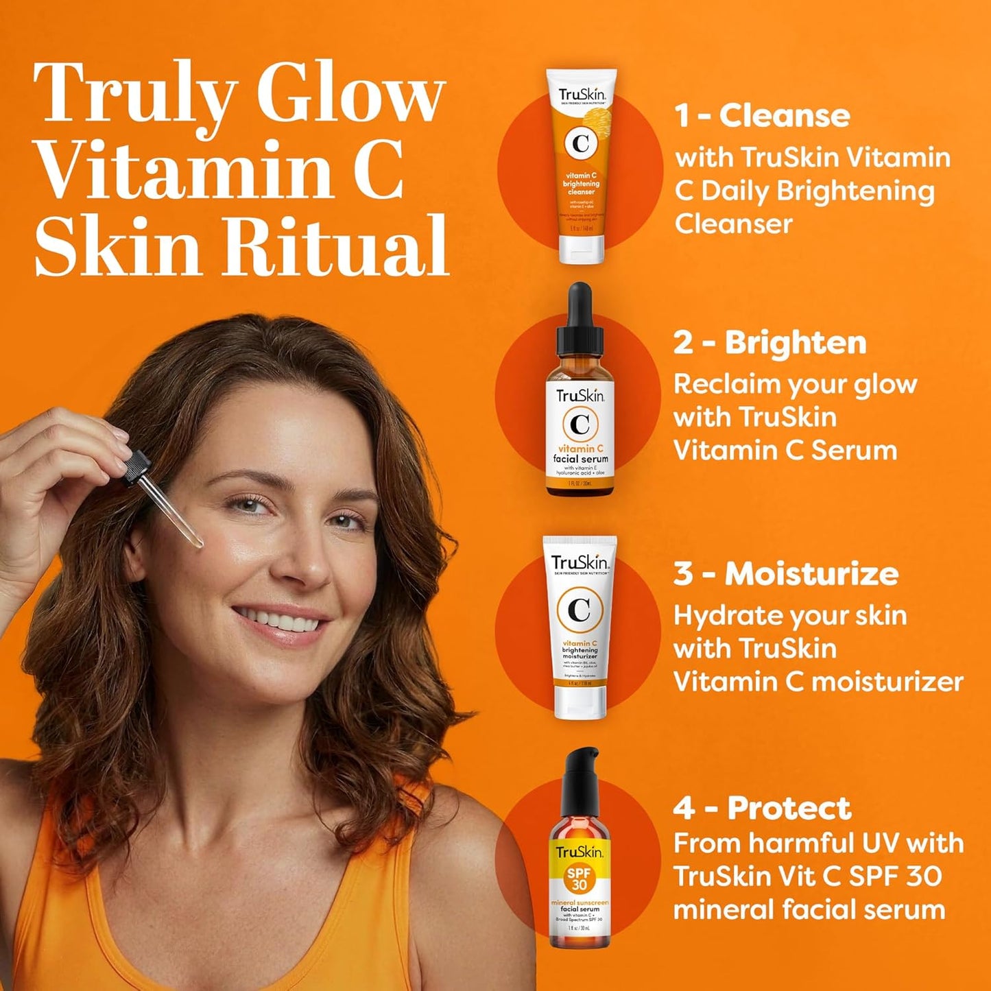 TruSkin Vitamin C Serum for Face – Anti Aging Face Serum with Hyaluronic Acid & Vitamin E – Brightening Formula for Improving Appearance of Dark Spots, Fine Lines & Wrinkles – All Skin Types, 1 fl oz
