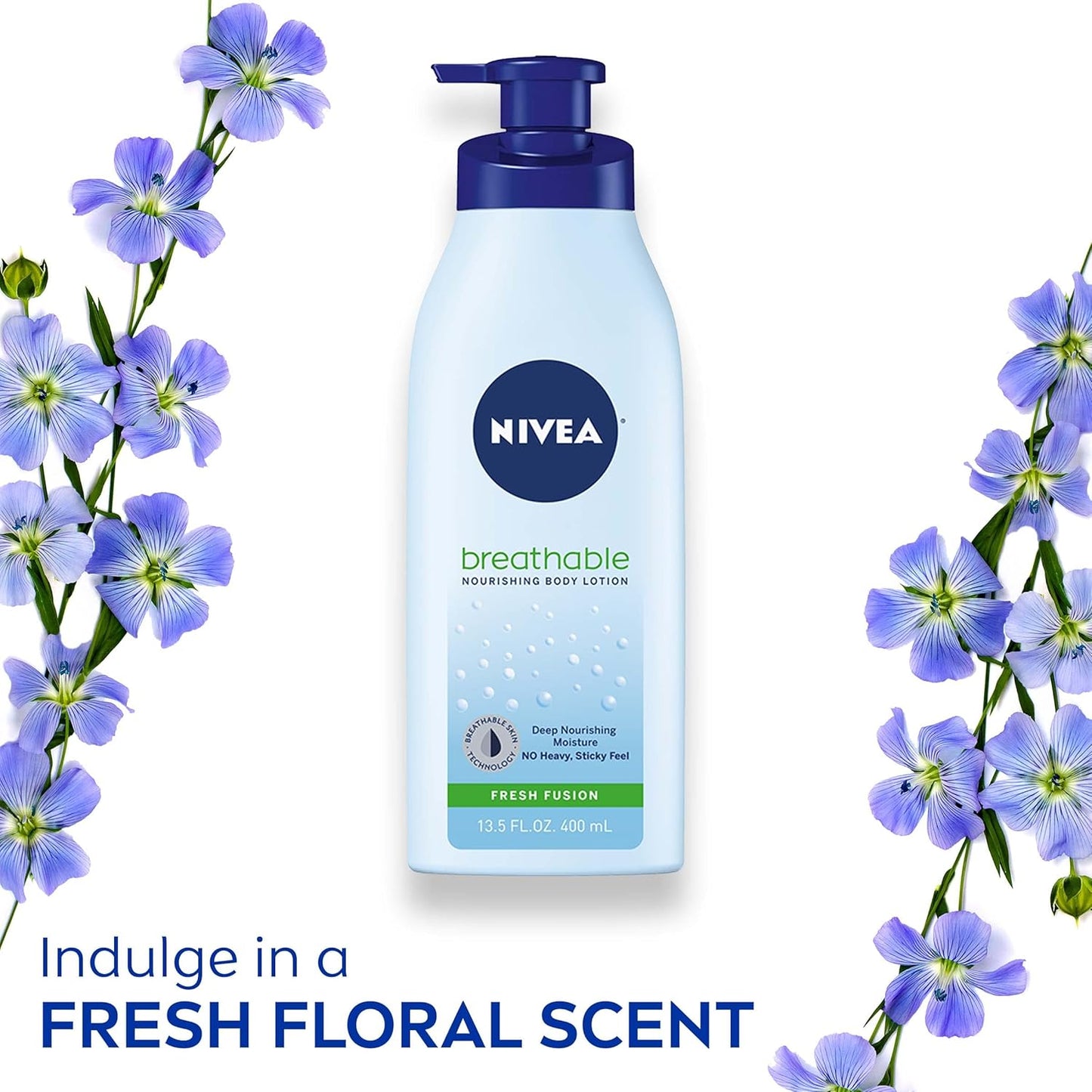 NIVEA Breathable Nourishing Body Lotion Fresh Fusion, Body Lotion for Dry Skin, 13.5 Fl Oz Pump Bottle