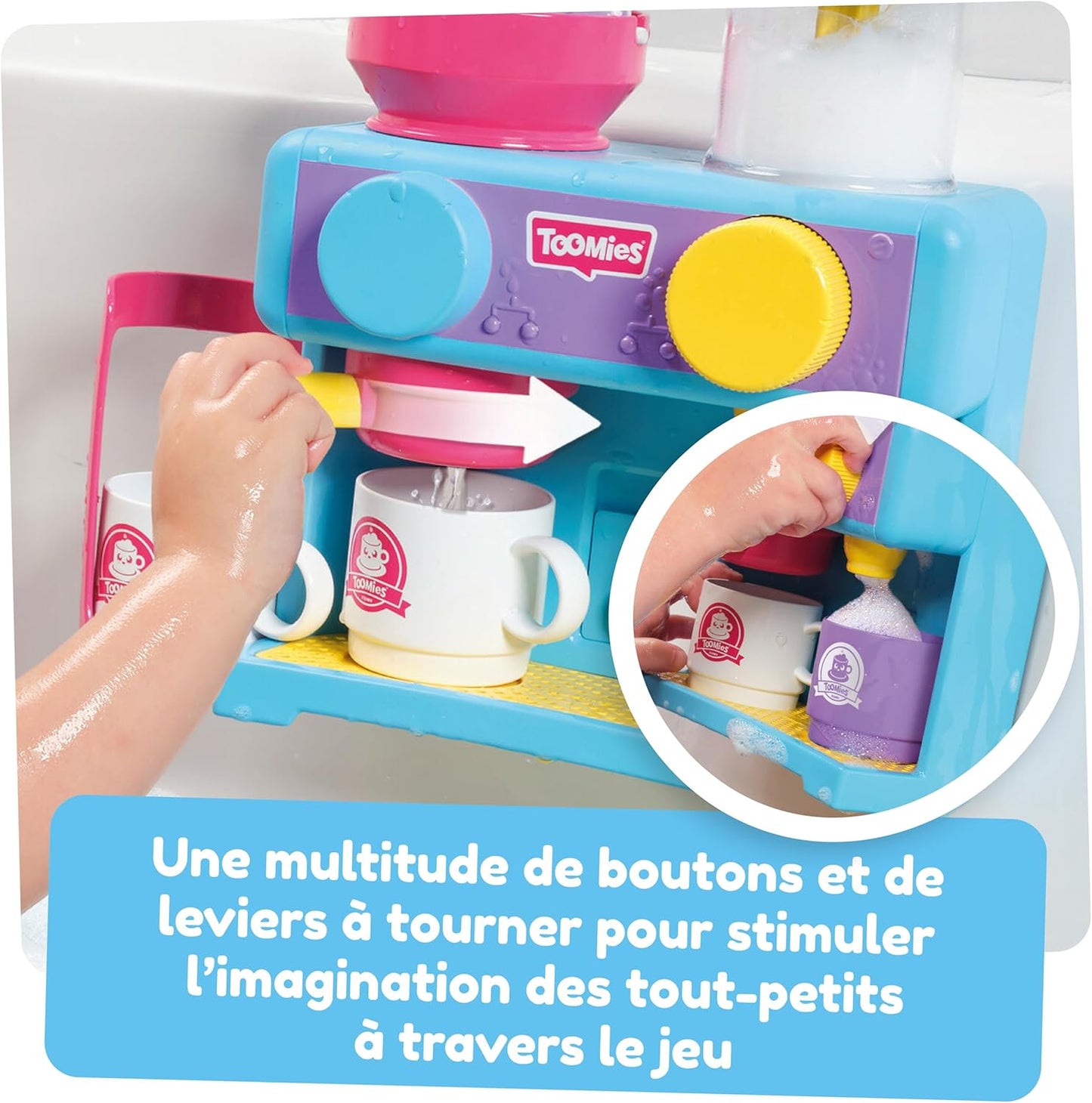 Toomies Bizak 30693547 Bathtub Coffee Maker with All Kinds of Accessories Such as Three Cups, Sugar Bowl, frother, Recommended for Children from 18 Months