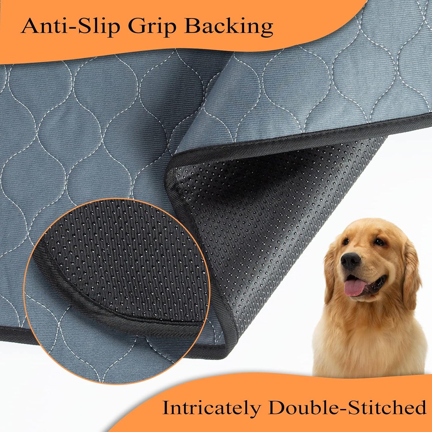 Washable Pee Pads for Dogs 72x72, 2 Pack, Extra Large Reusable Puppy Pads, Dog Training Pads with Quick Dry, Large Anti-Slip Dog Pee Pads, Whelping Pads, Potty Pad
