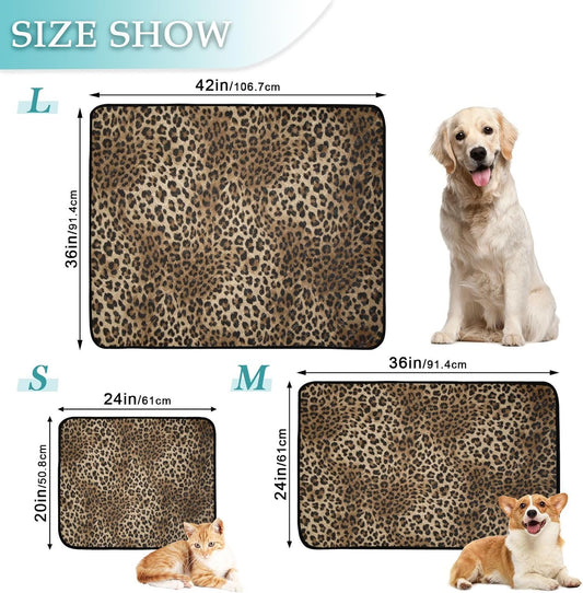 Blueangle Vintage Leopard Print Washable Pee Pads for Dogs, 2-Pack Reusable Puppy Pads Pet Training Pads, Waterproof Dog Pee Pads for Car, Non-Slip Protects Whelping Pad