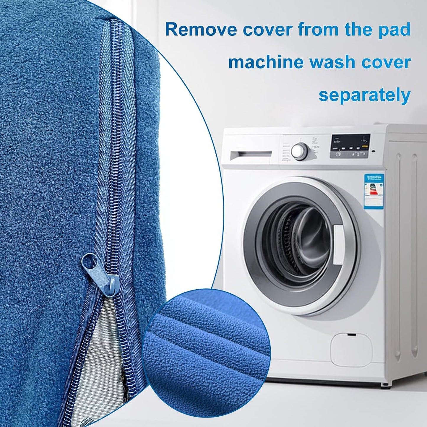 Pet Heating Pad Waterproof for Dogs Cat , 9 gears and time Settings and Metal Protective Tube, Adding Wire Rope Warming ,comes with soft fabric cover.(18.0"Lx 18.0"W x 0.5"Th, Blue Pattern)