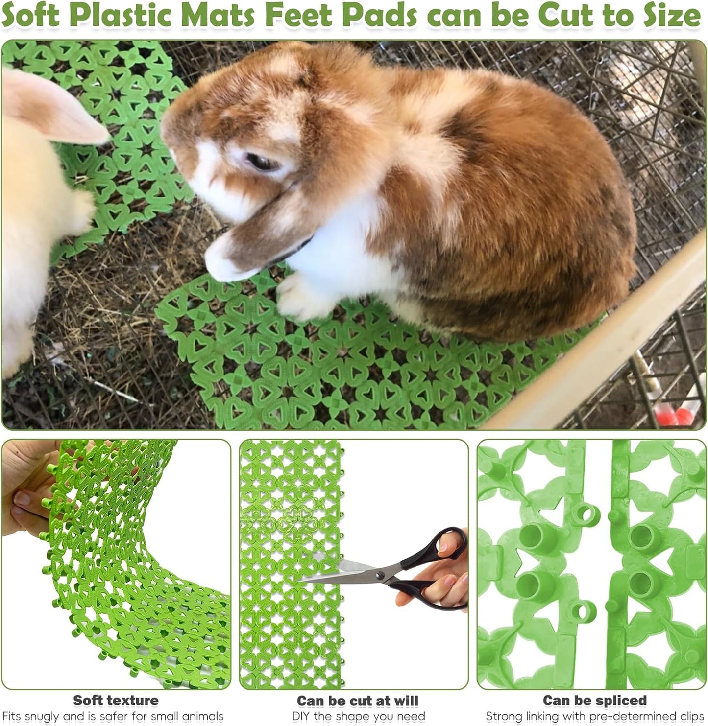 kathson 16PCS Rabbit Mat Plastic Cage Mat Floor Mats Bunny Hole Leak Water Pads for Pet Cats Dogs Hamster Rat Chinchilla Guinea Pig and Other Small Animals