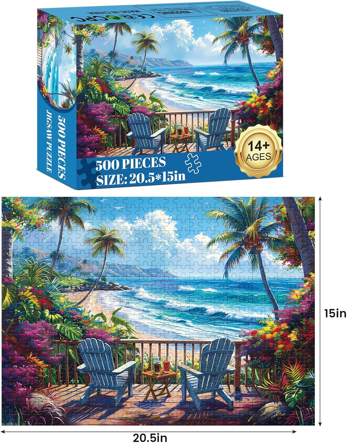 Jigsaw Puzzles for Adults 500 Pieces, Interlock Perfectly Letter on Back No Dust, Home Decor Birthday Party Gift Toy for Men Women Elders Seniors, 1:1 Poster Educational Toys & Games | 20.5 x 15 in