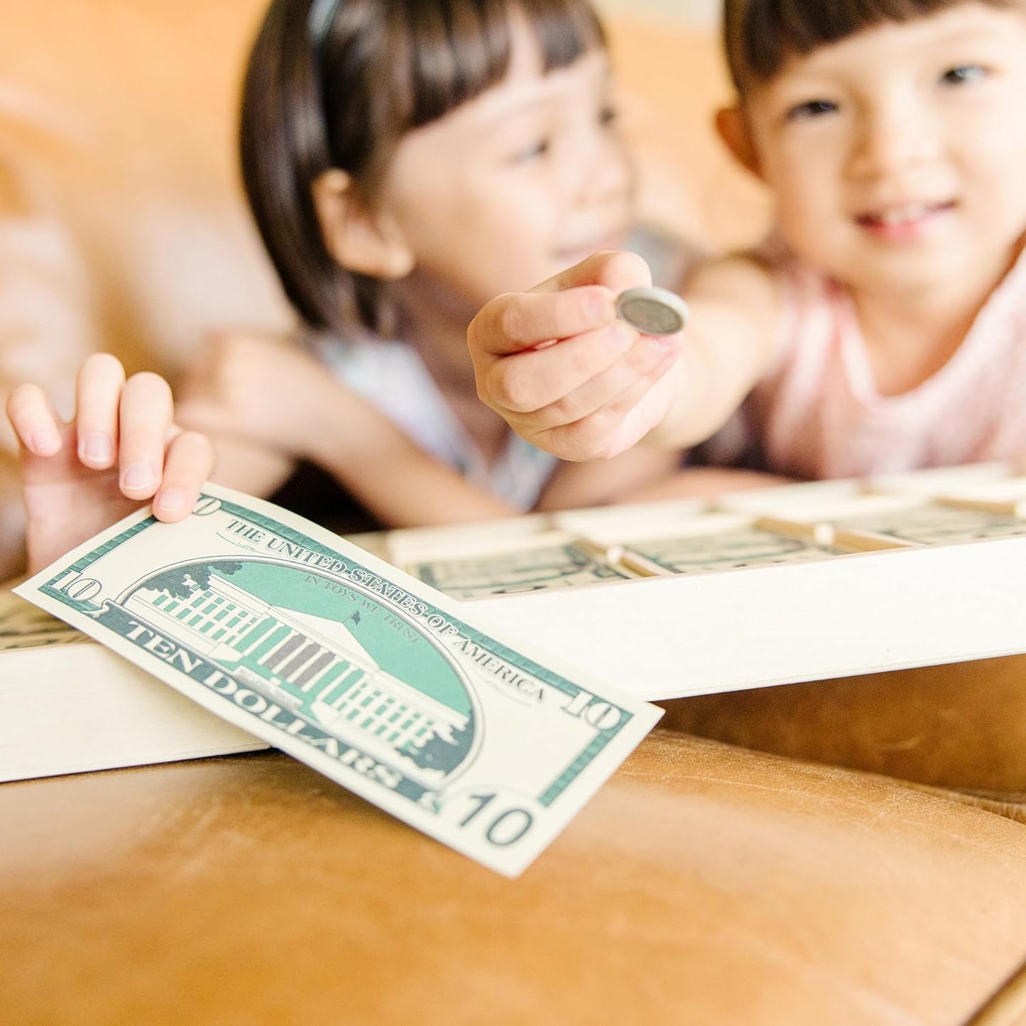 Melissa & Doug Play Money Set - Educational Toy with Paper Bills and Plastic Coins (50 of Each Denomination) and Wooden Cash Drawer for Storage