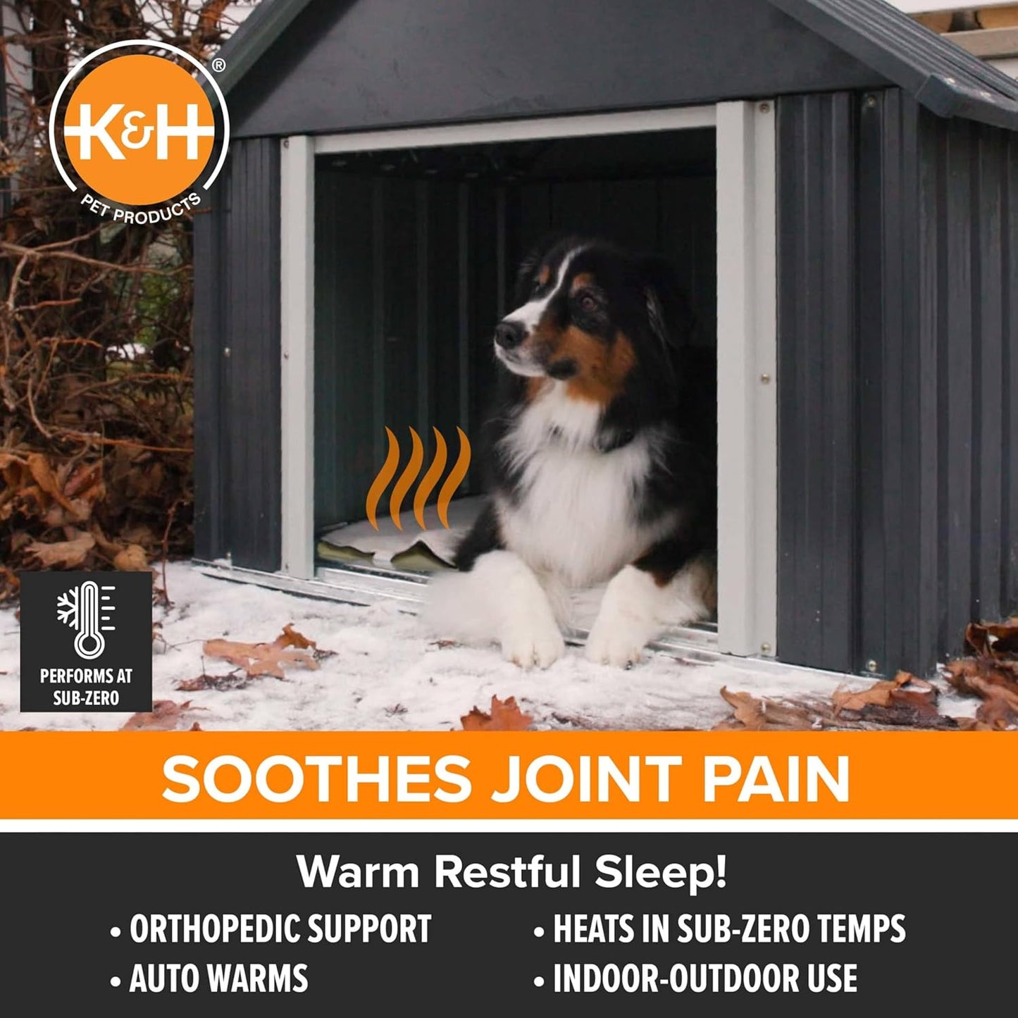 K&H Pet Products Lectro-Soft Orthopedic Outdoor Heated Dog or Cat Bed for Large Dogs or Multiple Cats, Safety Listed Warming Pad, Waterproof, Soft & Flexible, Washable Cover - Large 36 X 25in Tan 60W
