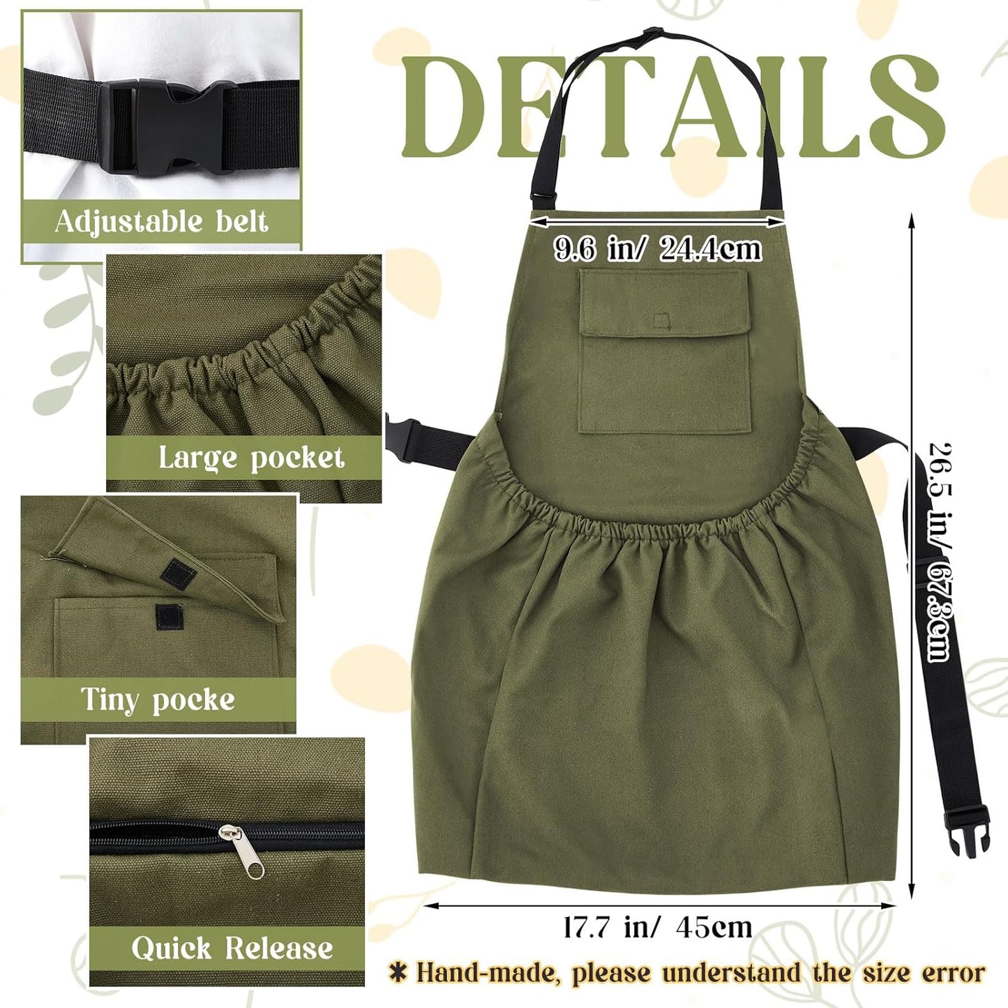 Gardening Apron Harvest Apron with Release Pockets, Gift for Women & Men, Gardeners, Gardening Lovers, Harvesting Weeding Laundry, Mother's Day Gifts