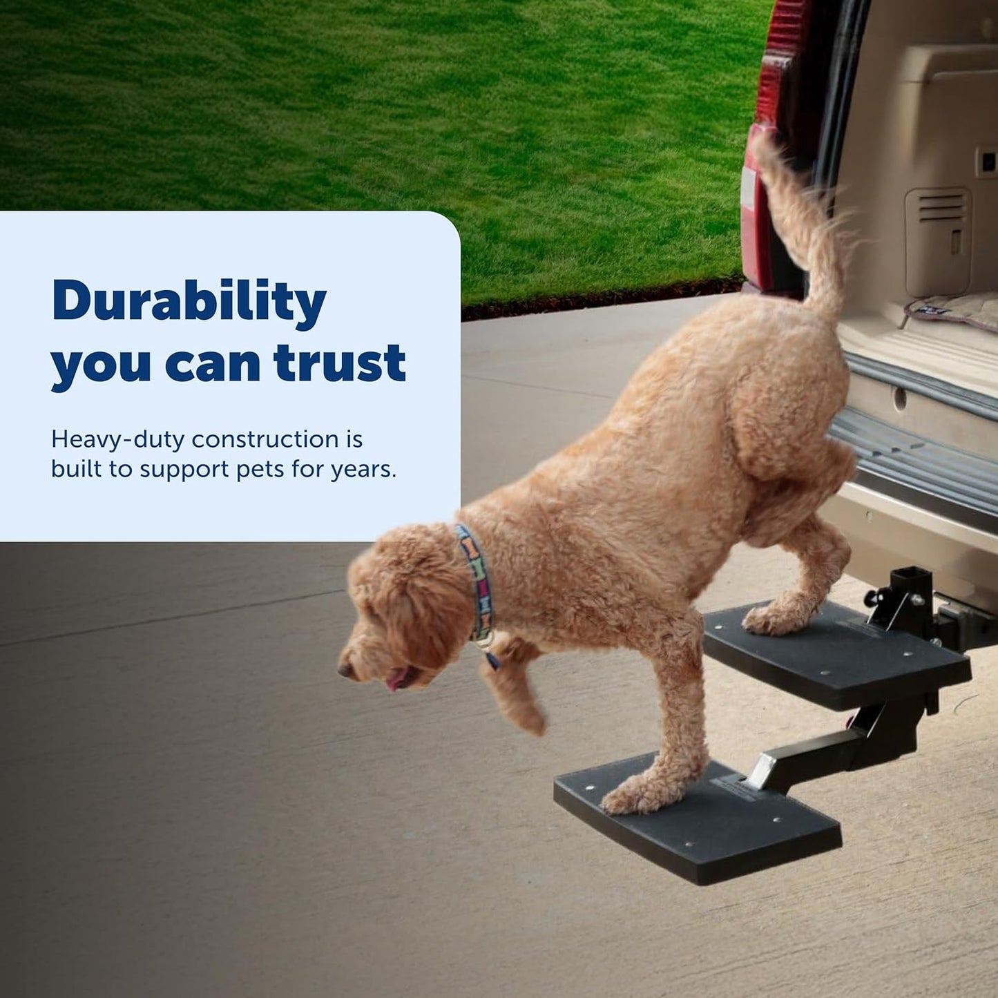 PetSafe Happy Ride PupSTEP HitchStep Dog Stairs, Folding Steps for Truck & SUV Hitches, for Medium to Large Dogs