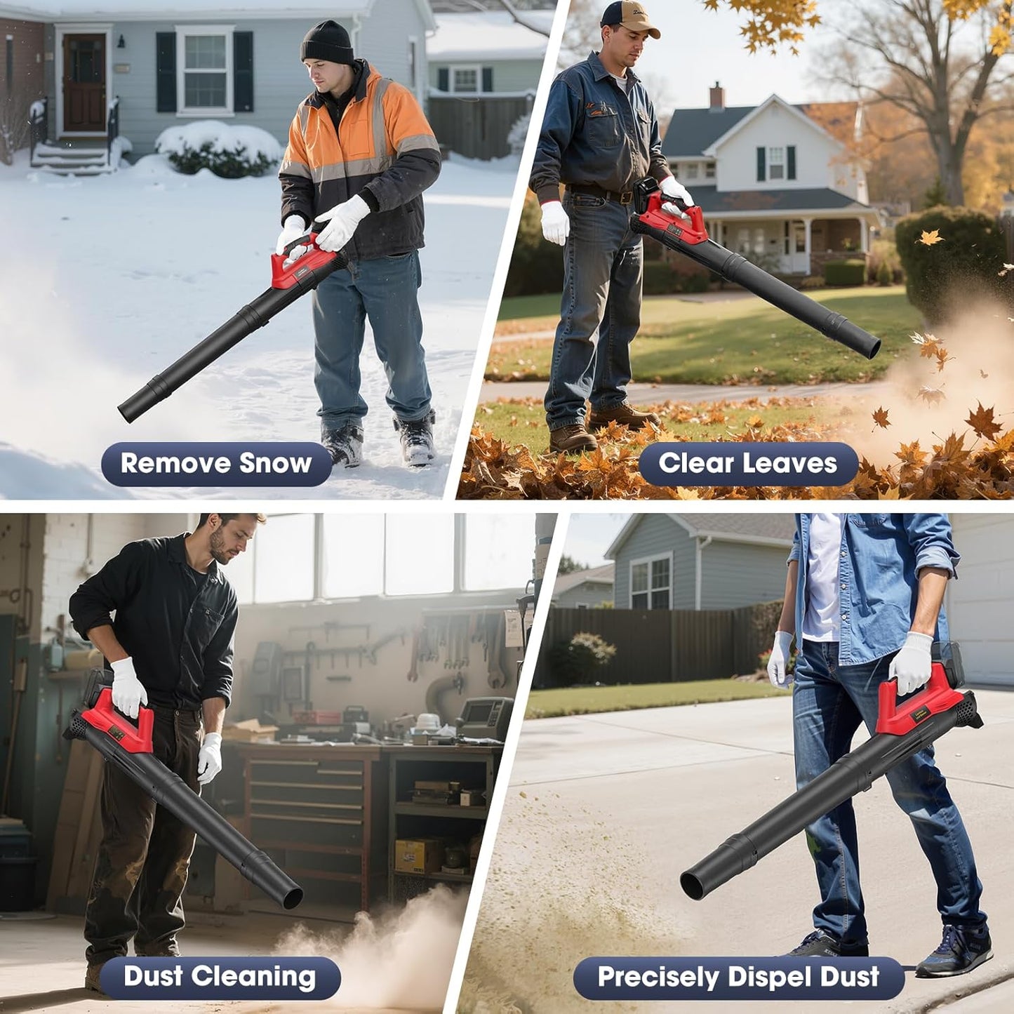 Leaf Blower for Milwaukee 18V Battery, 450CFM Electric Leaf Blower with 130MPH, Copper Motor, Handheld for Lawn Care, Yard (Battery Not Included) (Red)