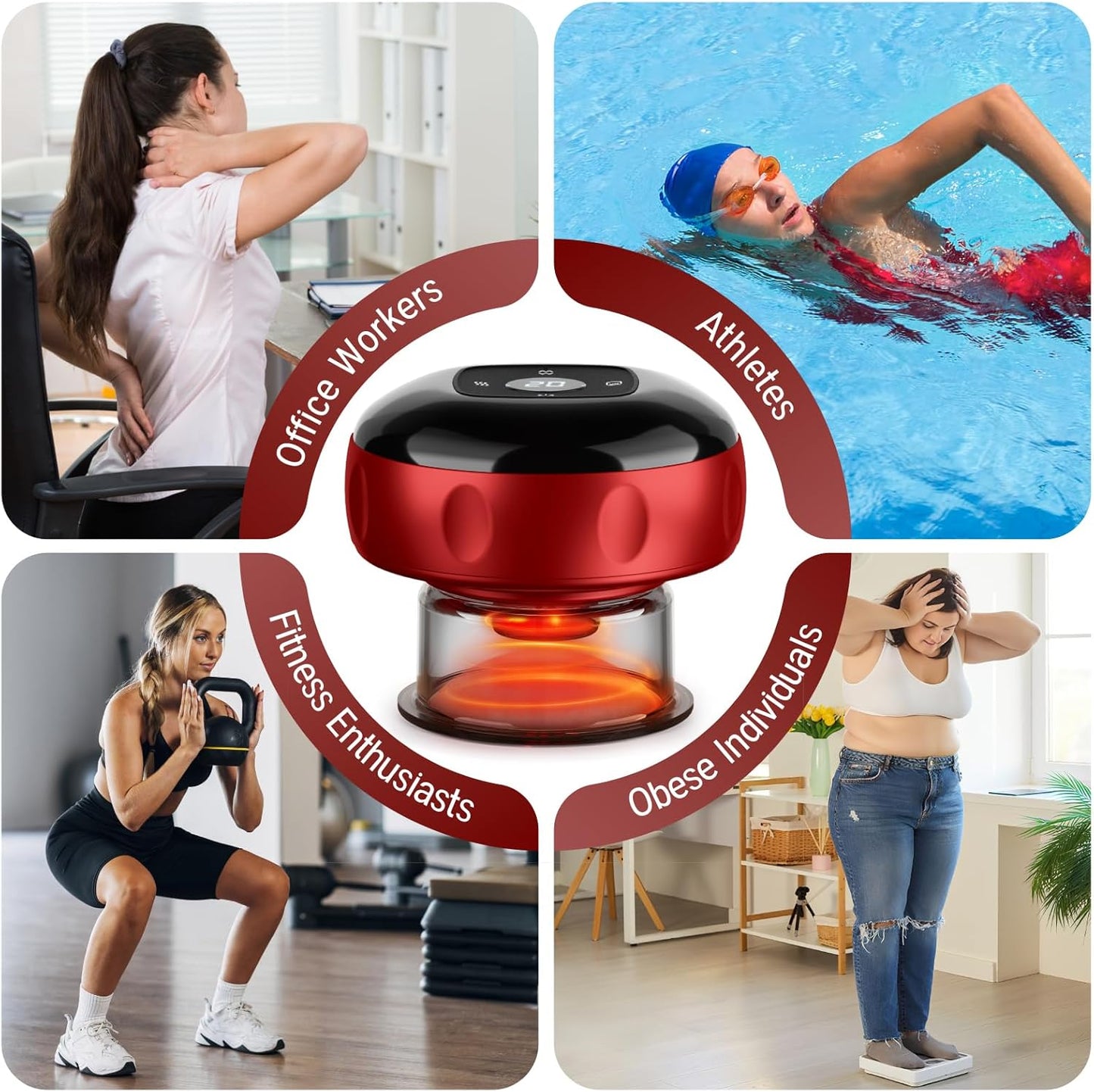2 Pack Cupping Set, Smart Cupping Therapy Massager, 7 in 1 Red Light Cupping Therapy Set with 2 Modes for Targeted Pain Relief, Muscle Soreness,Tighter Skin,Cupping Kit with 12 Levels Suction and Heat