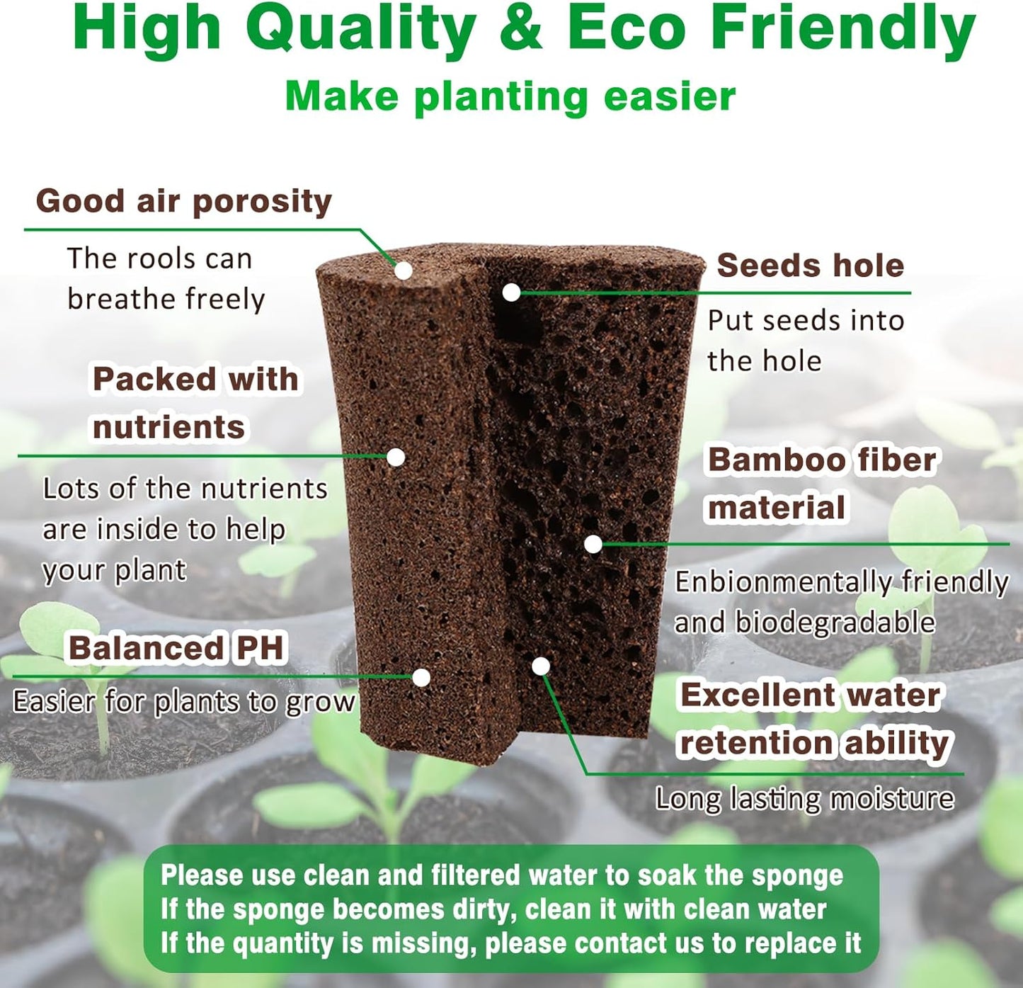 50 Pack Grow Sponges, Large Seed Pods Replacement Sponges, General Hydroponics Rapid Rooter Plugs for Indoor and Outdoor Soil Garden, Seed Germination, Plant Rooting, Vegetable Cultivation