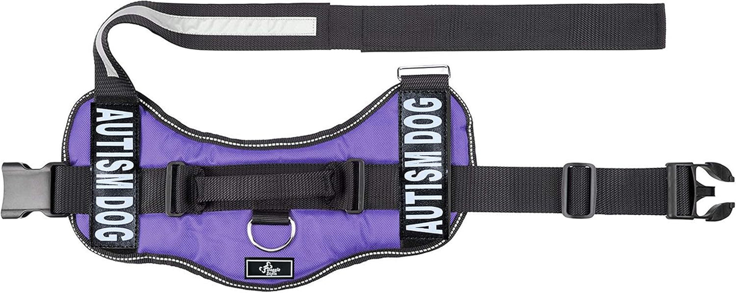Autism Nylon Service Dog Vest Harness. Purchase Comes with 2 Reflective Autism Dog Removable Patches. Please Measure Your Dog Before Ordering
