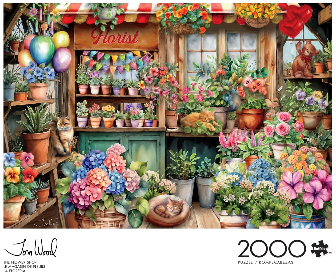 Buffalo Games Jigsaw Puzzles for Adults 2000 Pieces - Tom Wood - The Flower Shop - Hard Adult Puzzle with Reference Poster, Fun, Unique & Challenging for All Abilities, Large 38.5 x 26.5