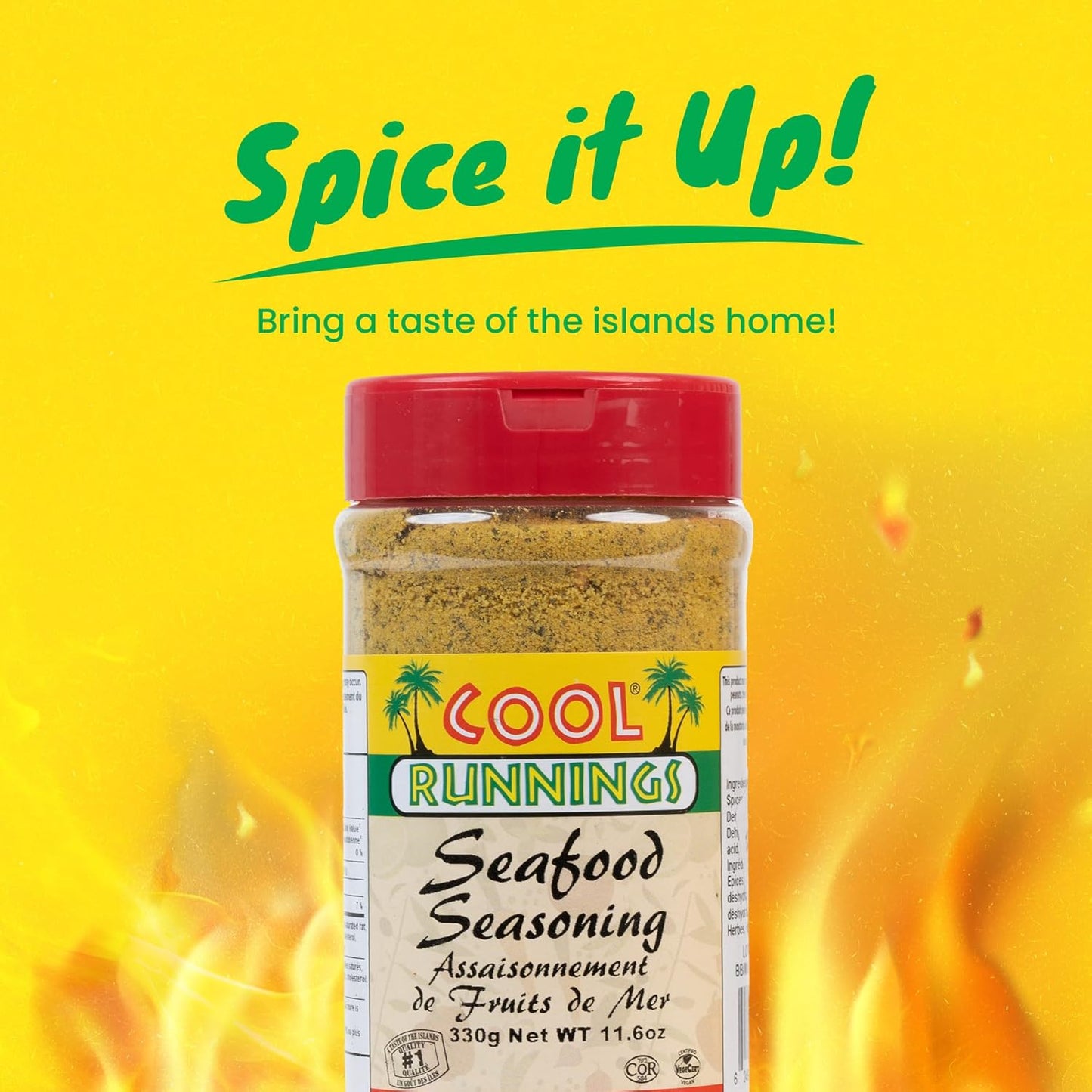 Cool Runnings Seafood Seasoning 330g - Authentic Caribbean Spice Blend for Enhancing Grilled, Baked, and Fried Fish and Seafood Dishes