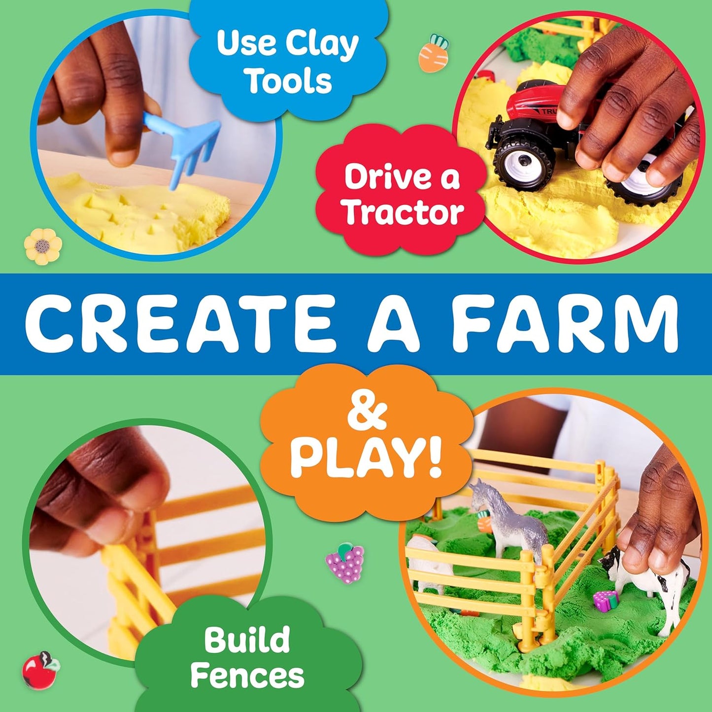 Creativity for Kids Sensory Pack: Farm, Sensory Toys for Toddlers, Pretend Play Farm Animals for Kids, Toddler Travel Toys & Easter Basket Stuffers (Ages 3+)