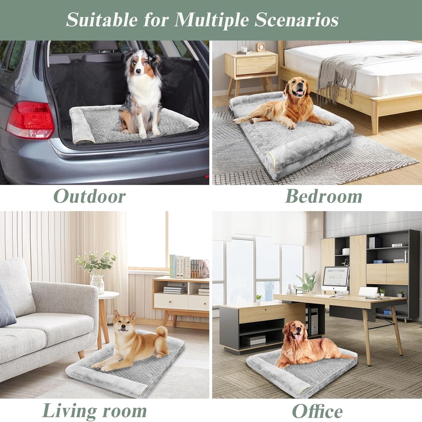 Orthopedic Dog Bed, Extra Large with Memory Foam, Waterproof & Washable Cover (36 in, Grey)