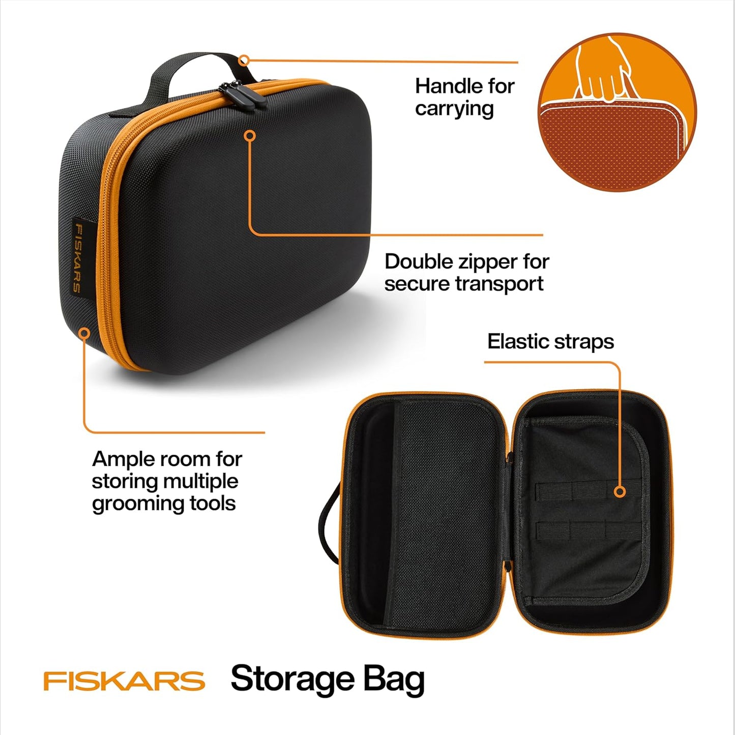 Fiskars Pet Grooming Tool Organizer Case for Dogs and Cats – Storage Bag for Dog Grooming Kits, Travel Case for Clippers, Brushes & Accessories, Compact Protective Design (Tools Not Included)
