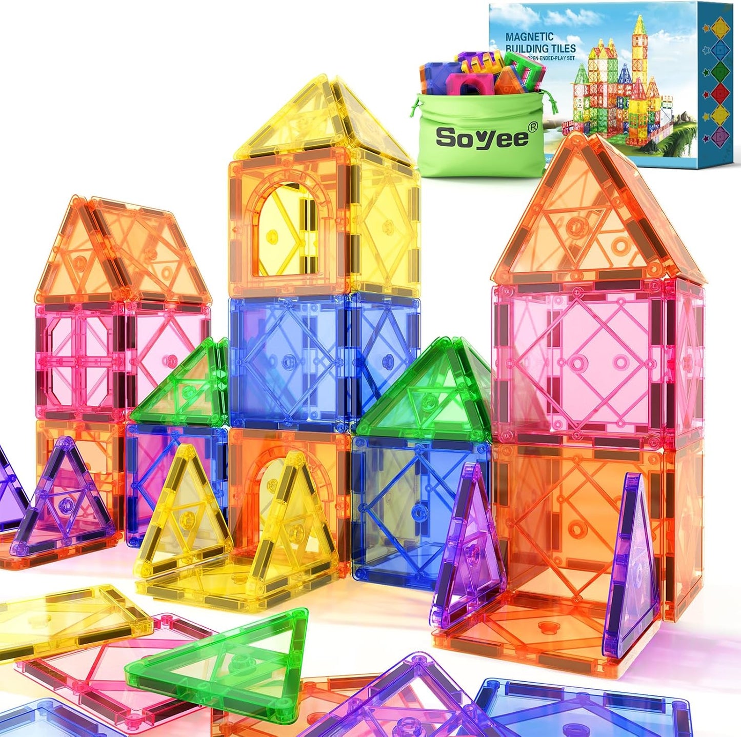 Magnetic Tiles Toddler Toys Magnetic Building Blocks for Kids Ages 3-12 STEM Educational Toys for Girls & Boys Sensory Toys for Kids with Autism Classroom Must Haves Easter Basket Stuffers for Toddler