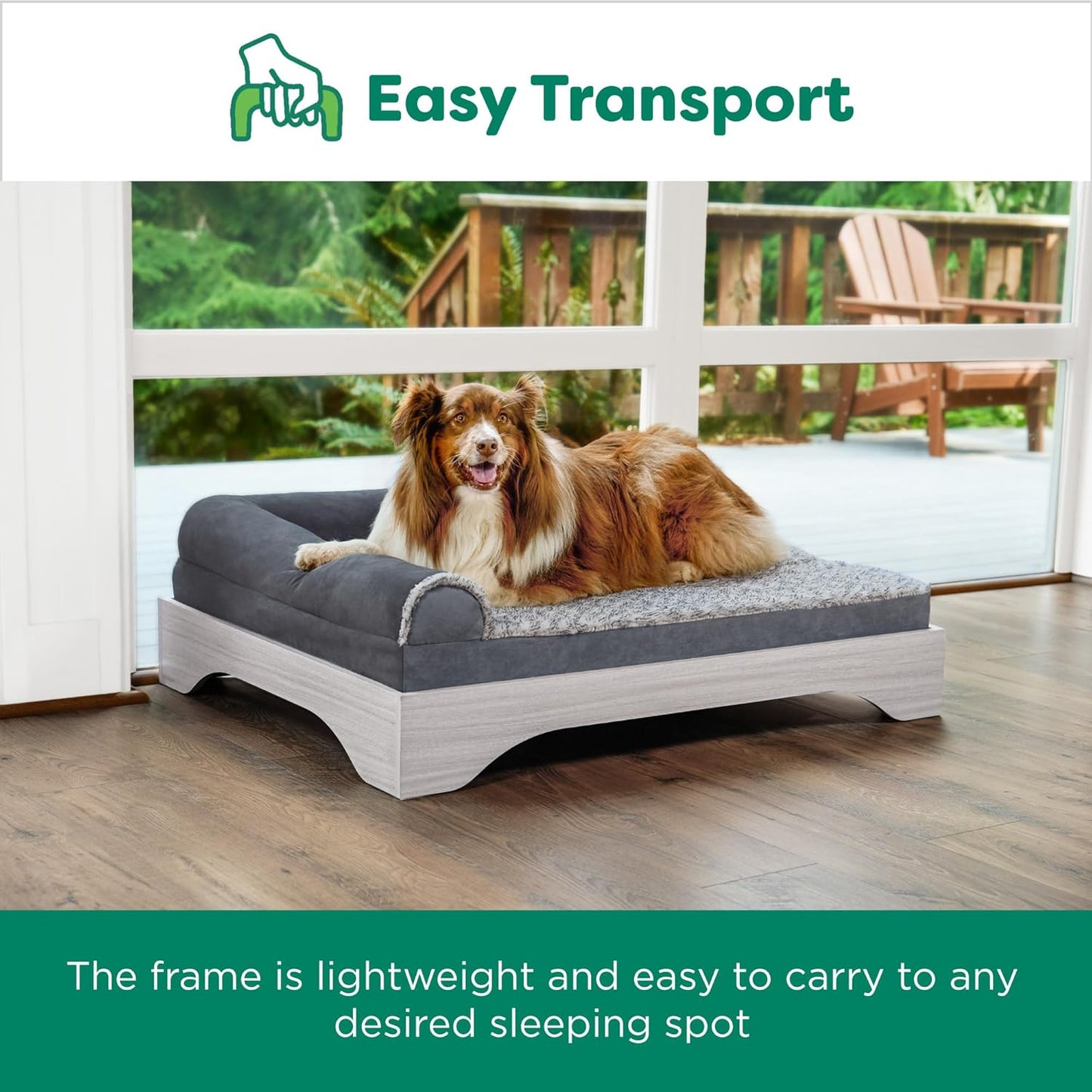 FurHaven Elevated Dog Bed for Medium Dogs, Mid-Century Modern Style with Flexible Slats & Non-Slip Pads for Comfort & Airflow, Easy Assembly, Raised Pet Bed, Medium, Light Gray