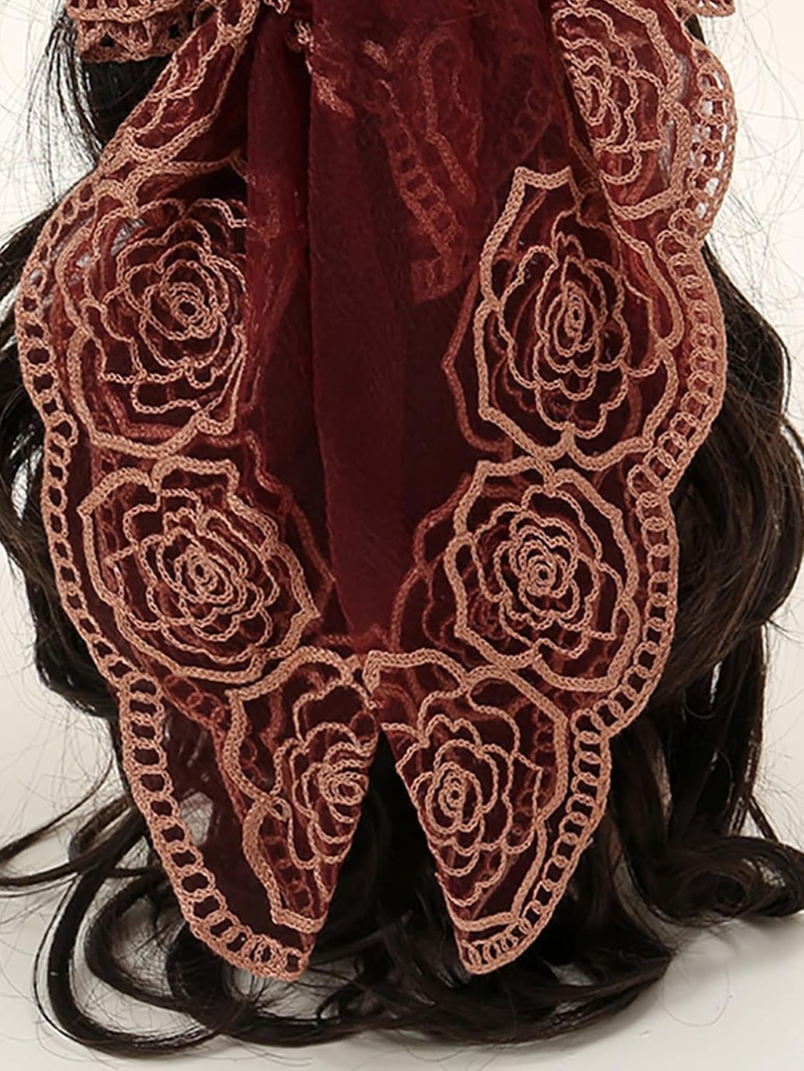 Floerns Women's Flower Embroidery Hair Scarf Headband Sheer Lace Hair Bandana