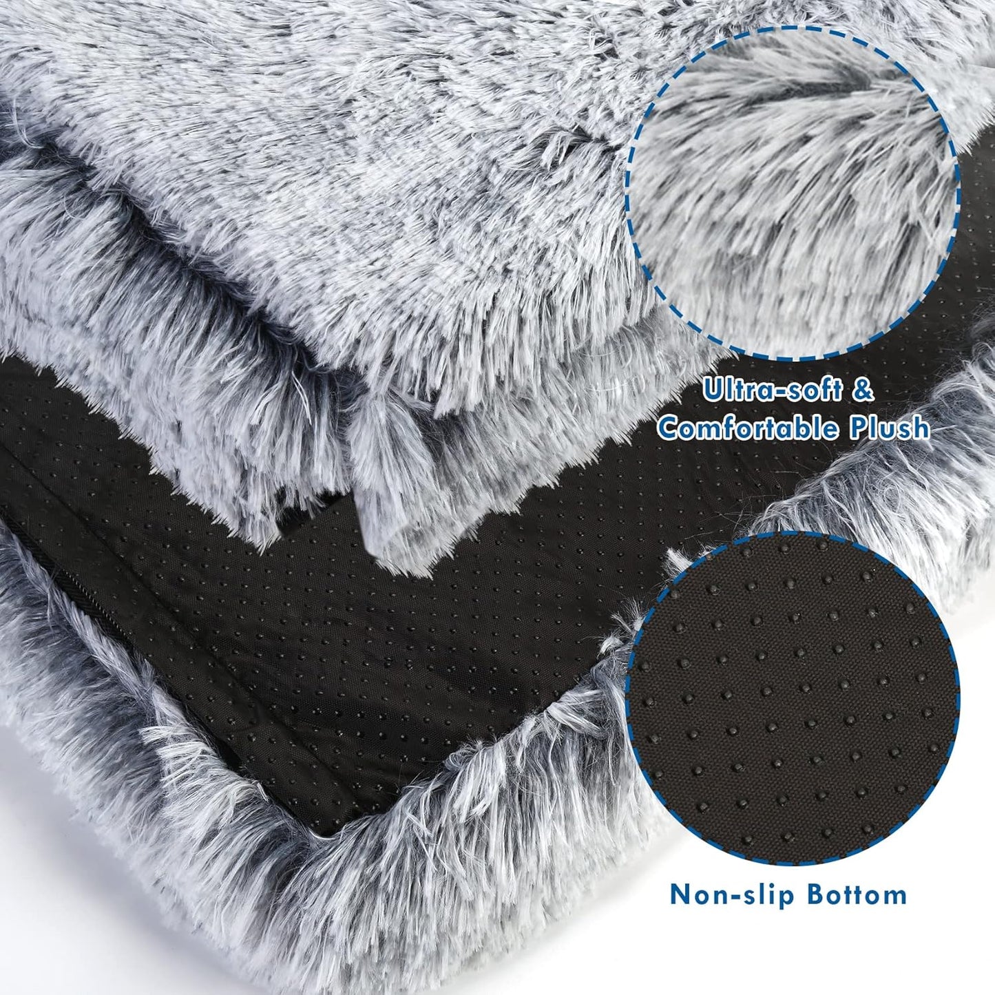 Dog Bed with Cover Cave, Orthopedic Dog Bed with Blanket, 33.5 * 27.6'' Rectangle Pet Crate Cozy Cuddler Mat, Anti-Anxiety Memory Foam Calming Pad for Puppy Cat with Removable Washable Cover