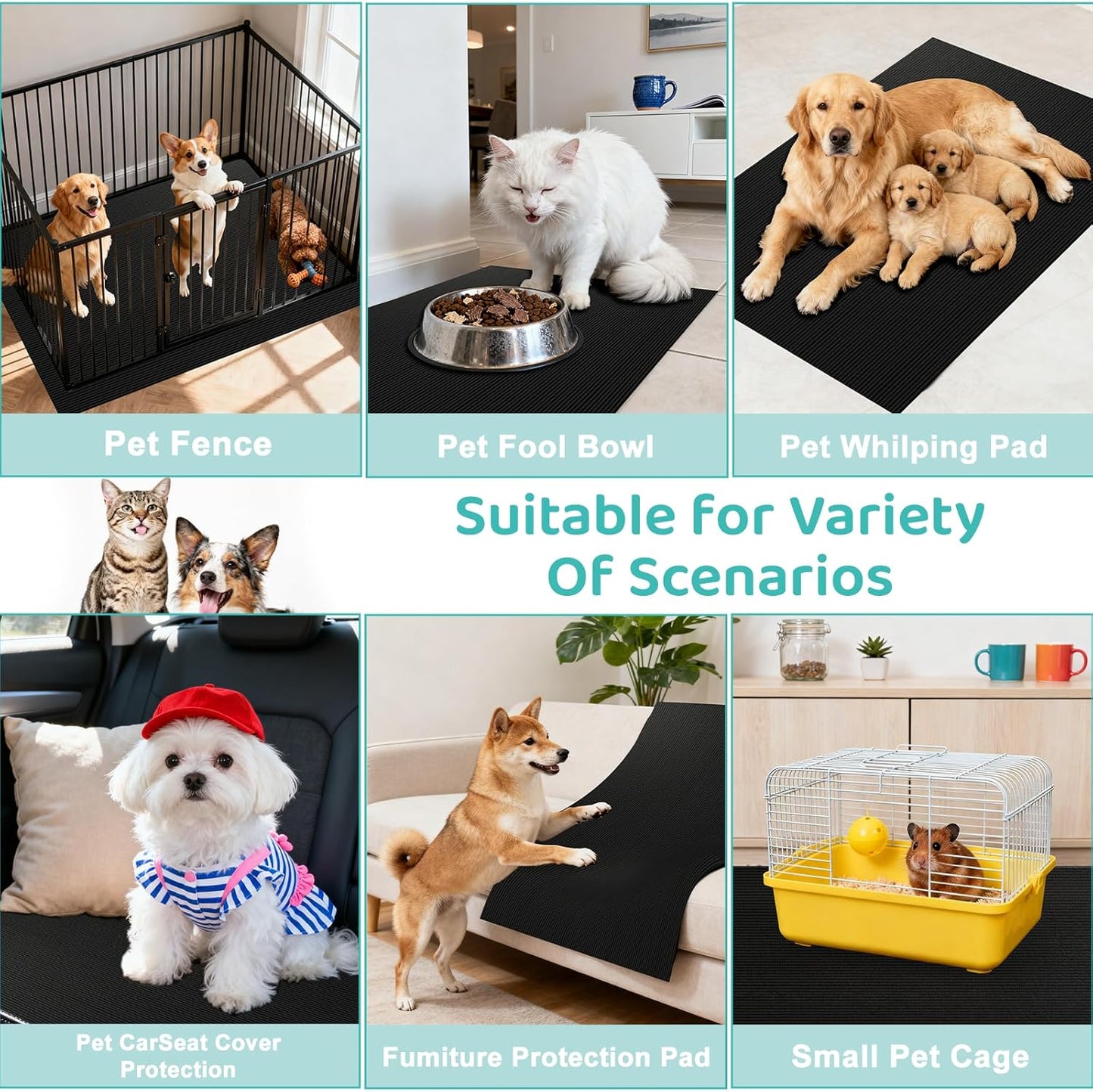 Pet Crate Floor Protection Mat, Mat for Under Dog Crate, 23.6" x 47.2" XL Thin Cut to Fit Design Washable Floor Covering Reusable Waterproof Non Slip Rug Whelping Pad for Pet (X-Large)