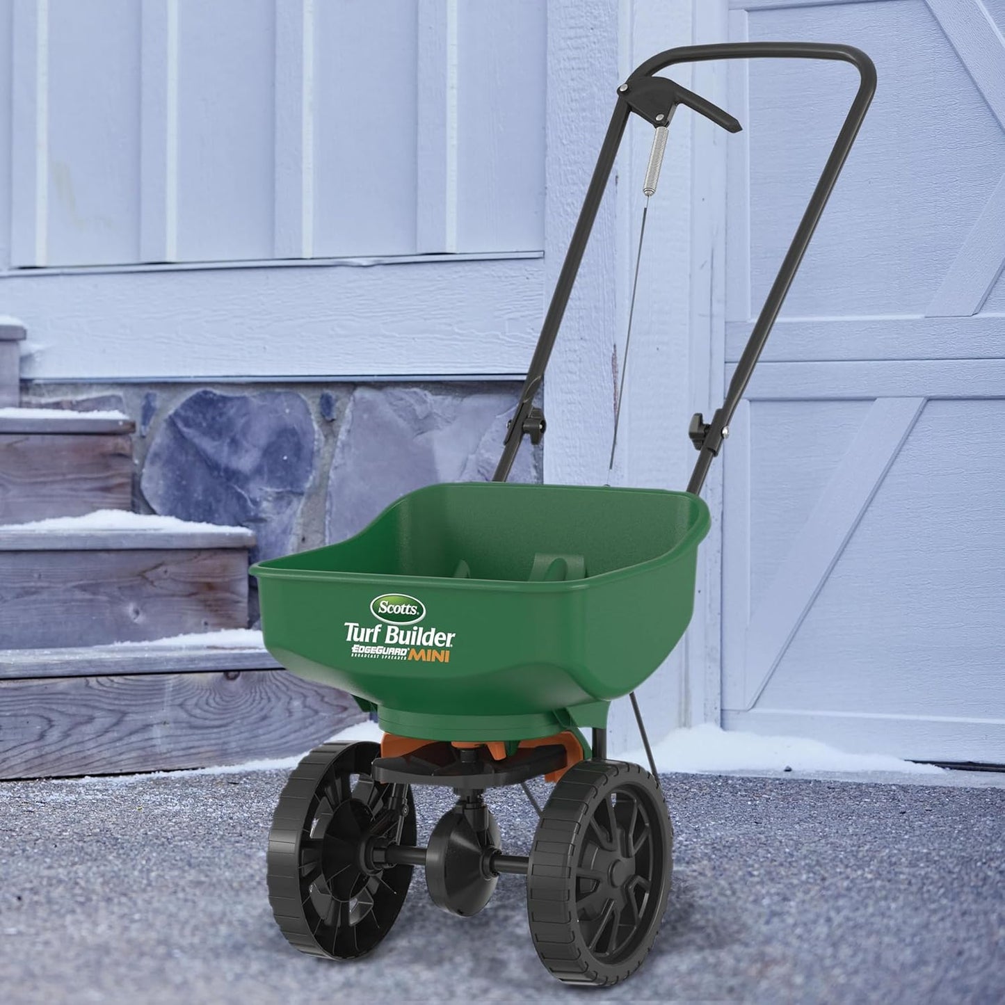 Scotts Turf Builder EdgeGuard Mini Broadcast Spreader - Spreader For Lawn Fertilizer, Weed & Insect Control, Grass Seed, and Ice Melt, Holds Up To 5,000 sq. ft. of Product