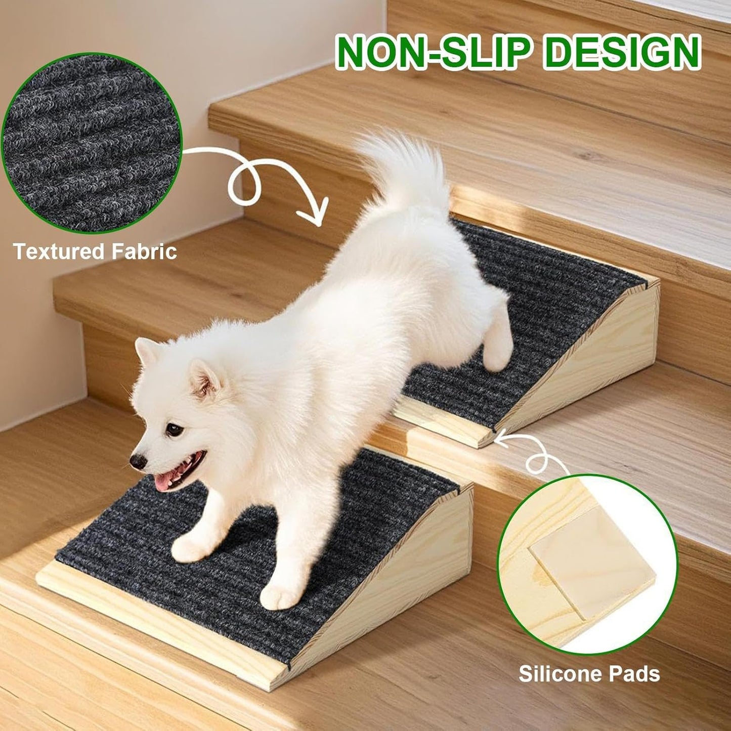 Dog Stair Ramp, Wooden Indoor Steps for Elderly or Injured Pets, Lightweight Ramp for Bed, Sofa, Living Room, Help Pets Access High Areas
