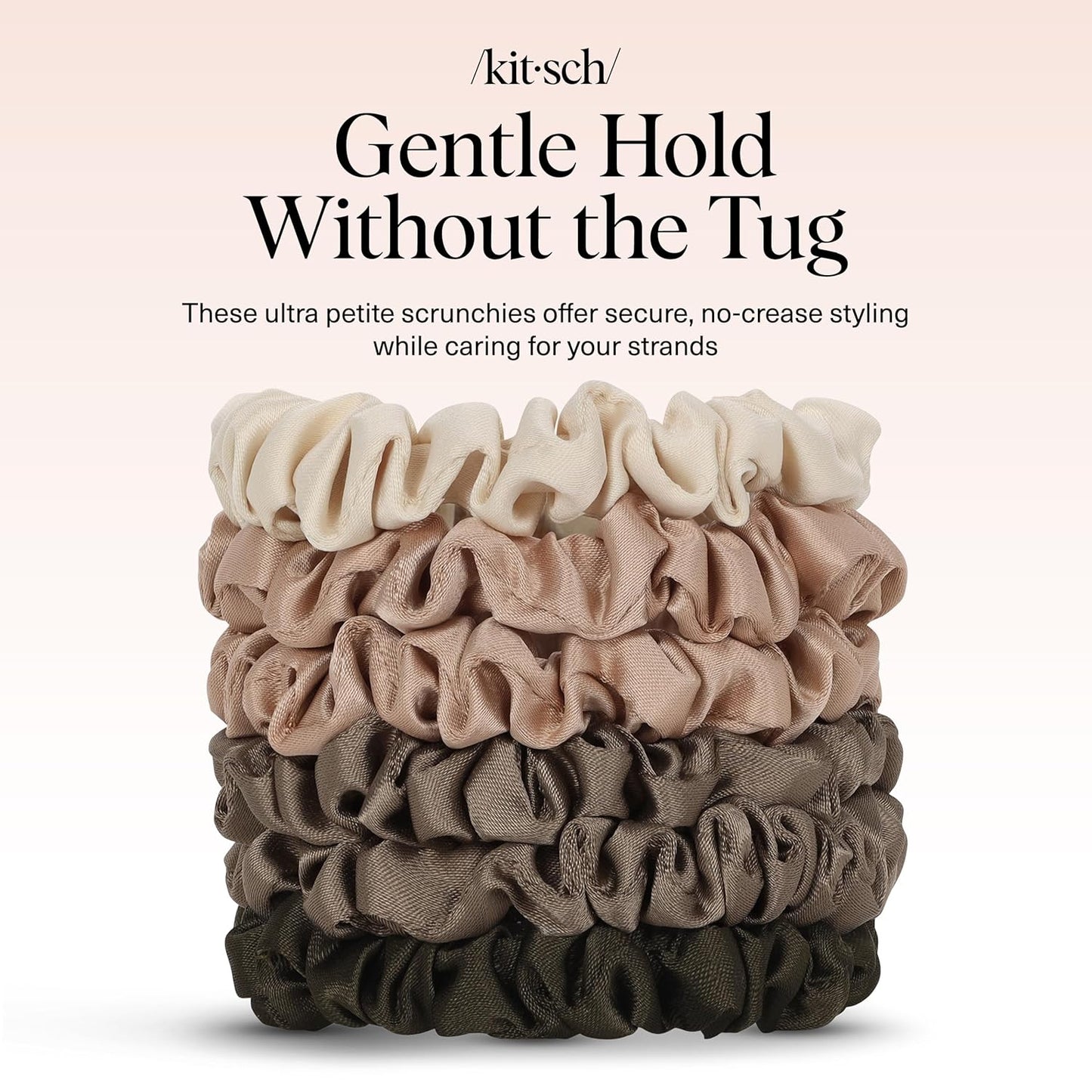 Kitsch Ultra-Petite Satin Scrunchies for Women - No Crease, Frizz-Free Sleep | Softer Than Silk Scrunchies Gentle On Hair Scrunchies for All Hair Types | Stylish Hair Accessories - Eucalyptus, 6pcs
