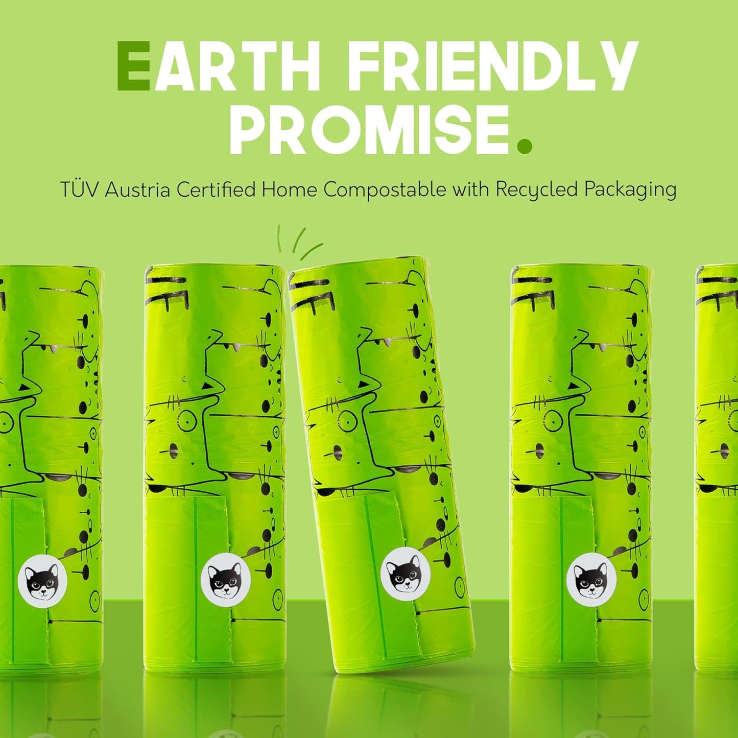 Certified Home Compostable Cat Litter Bags For Poop - 10% to Charity - Cornstarch-Based - For Cleaning Up Litter Trays - NF T51-800 Compliant - 30 Extra Large Disposable Bags