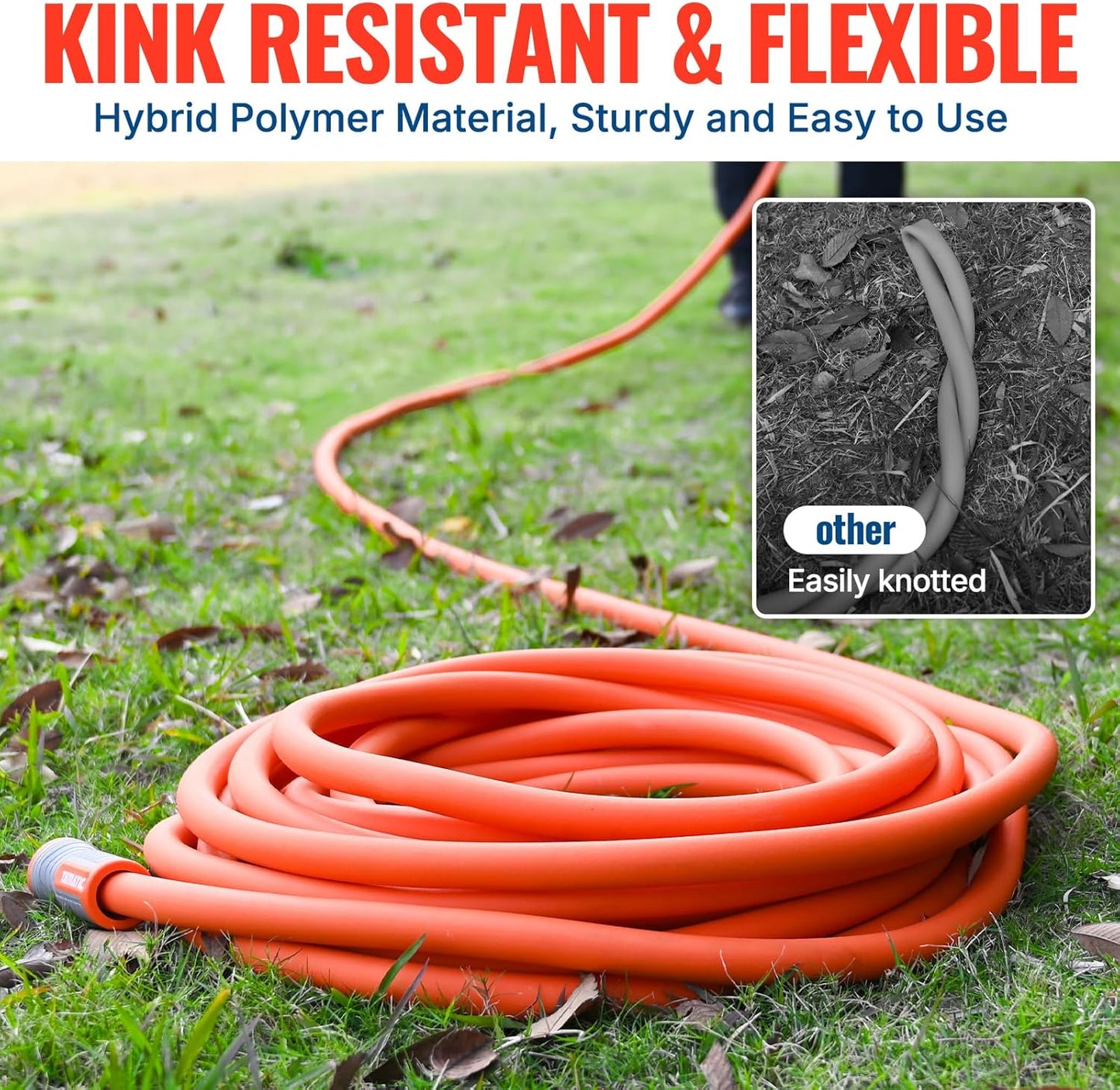 YAMATIC Heavy Duty Garden Hose 5/8 in x 50 ft with Swivel Fitting, Super Flexible Water Hose, All-weather, Lightweight, Burst 600 PSI