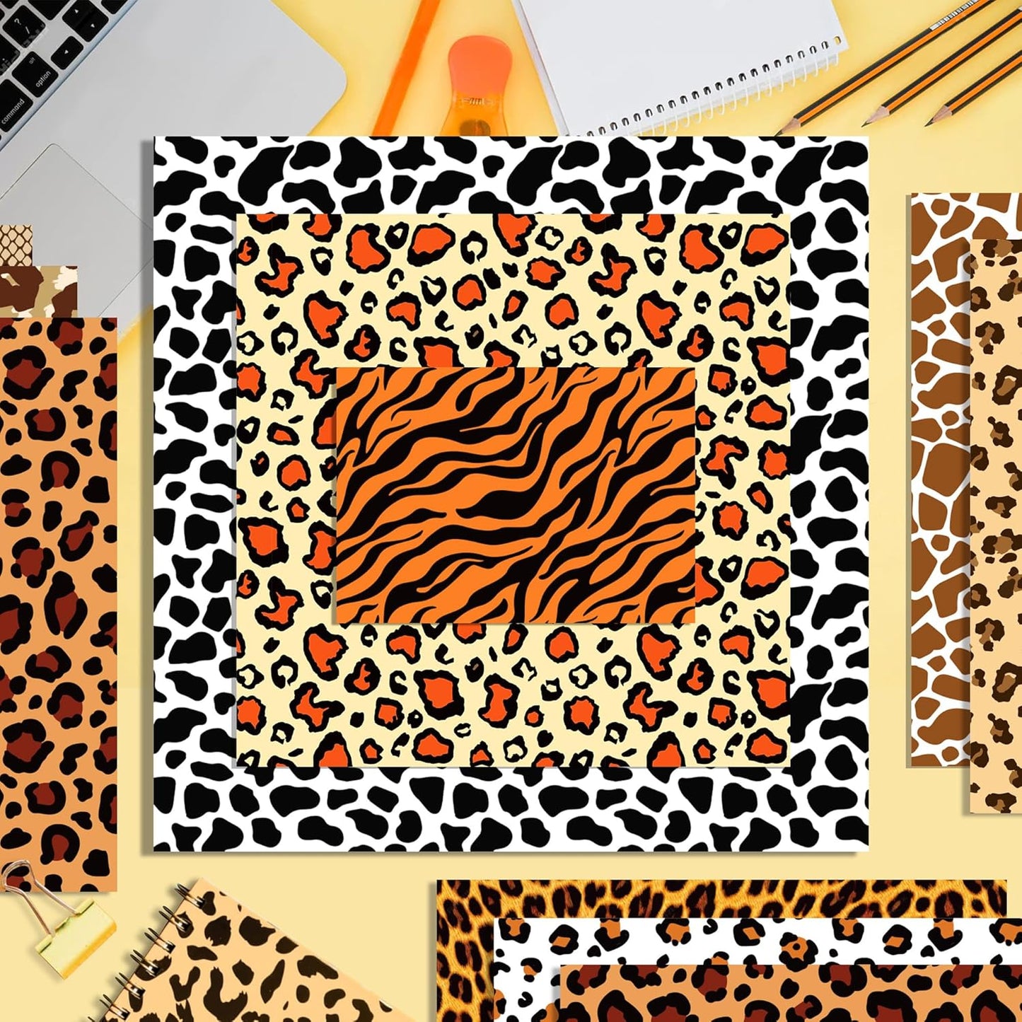 24 Sheets Animal Print Scrapbook Paper 11.8x11.8In Animal Print Pattern Paper African Safari Tiger, Giraffe, Zebra, Cheetah, and Leopard Prints Craft Papers Pad Supplies for African Safari Card Making