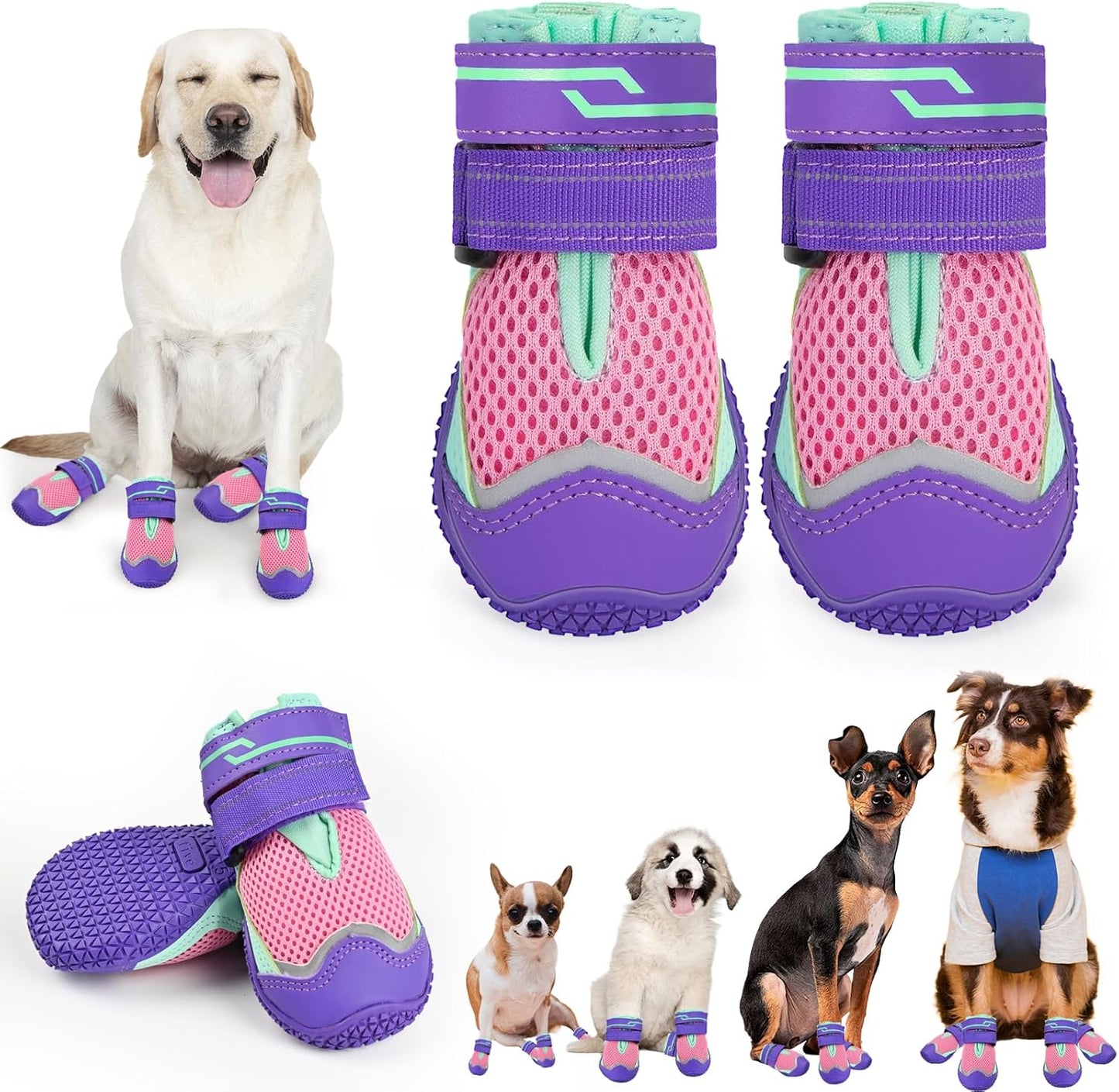 Dog Shoes for Hot Pavement, Breathable Mesh Medium Dog Booties for Large Medium Dogs, Non-Slip Outdoor Summer Dog Boots Paw Protectors for Walking Hiking Camping Hardfloors Size 5