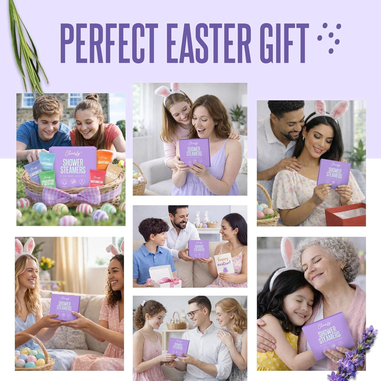 Cleverfy Shower Steamers Aromatherapy - Easter Basket Stuffers for Teens and Adults - Easter Gifts for Women and Men, Girls and Boys - Mothers Day Gifts for Mom - 6 Tablets