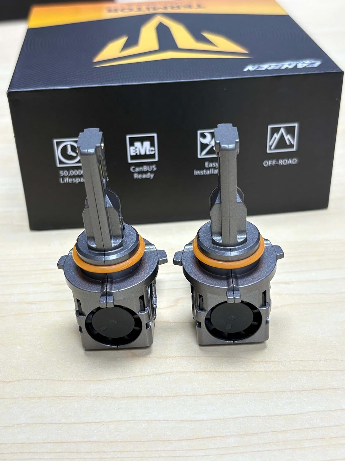 Latest 9005/HB3 Light Bulbs, 50,000LM 900% Ultra Brightness, 1:1 Halogen Size, 6500K Cool White, 10-Year Long Service Life Fog Light with Cooling Fan, Plug and Play, Pack of 2