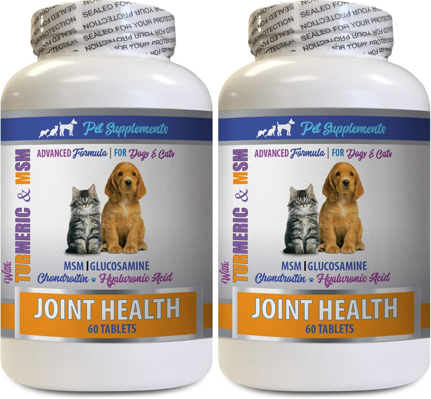 Dog Joint Relief - PET Joint Health - Dogs and Cats - Turmeric and MSM - Increase Mobility - Decrease - Premium - Turmeric Hip and Joint Complex for Dogs - 2 Bottles (120 Tablets)