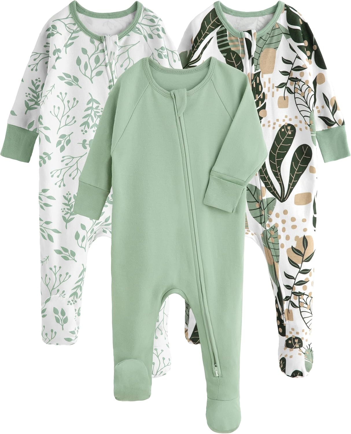 Yoofoss Baby Pajamas 100% Organic Cotton Baby Sleepers for Newborn 0-3 3-6 6-9 Months Boys Girl Clothes 3pcs Footed PJs