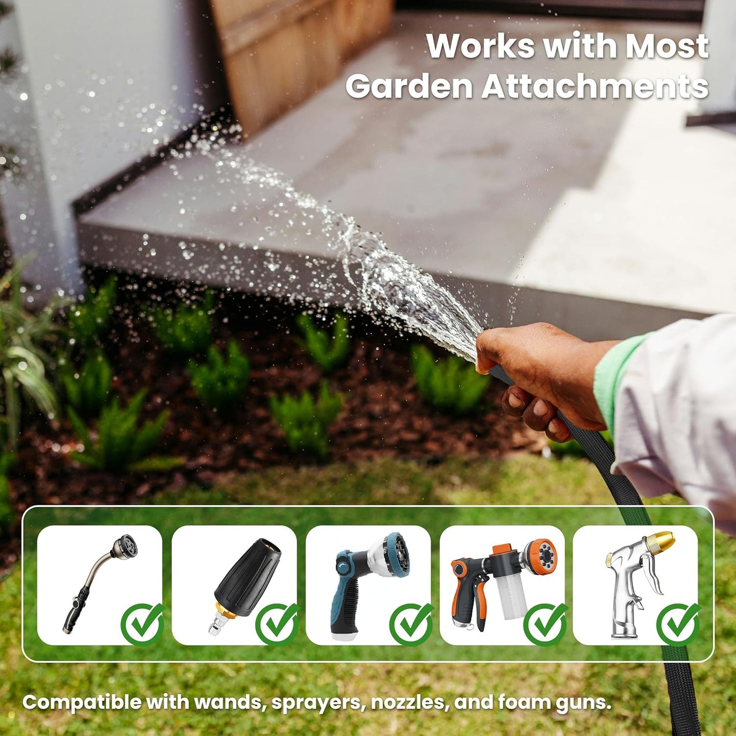 100ft Garden Hose – Lightweight & Flexible Water Hose, Leak-Proof Fabric & Non-Expandable with Shut-Off Valve for Yard, Outdoor Watering, Car Wash & RV