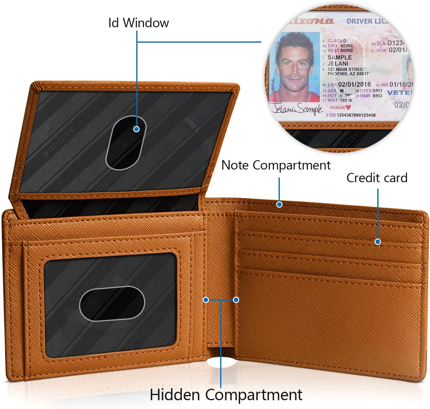 RUNBOX Wallet for Men Slim Rfid Leather 2 ID Window With Gift Box | Slim, Rfid, 2 ID Window, With Gift Box, Slim, Rfid