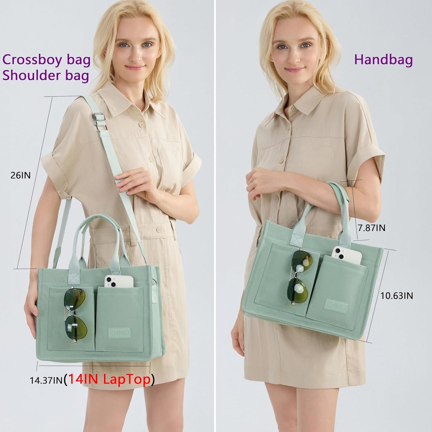 Canvas Tote Bag for Women,Women's Bags Crossbody Bags Work Laptop Tote Bag Large Handbags Purse for Travel Nurse Teacher