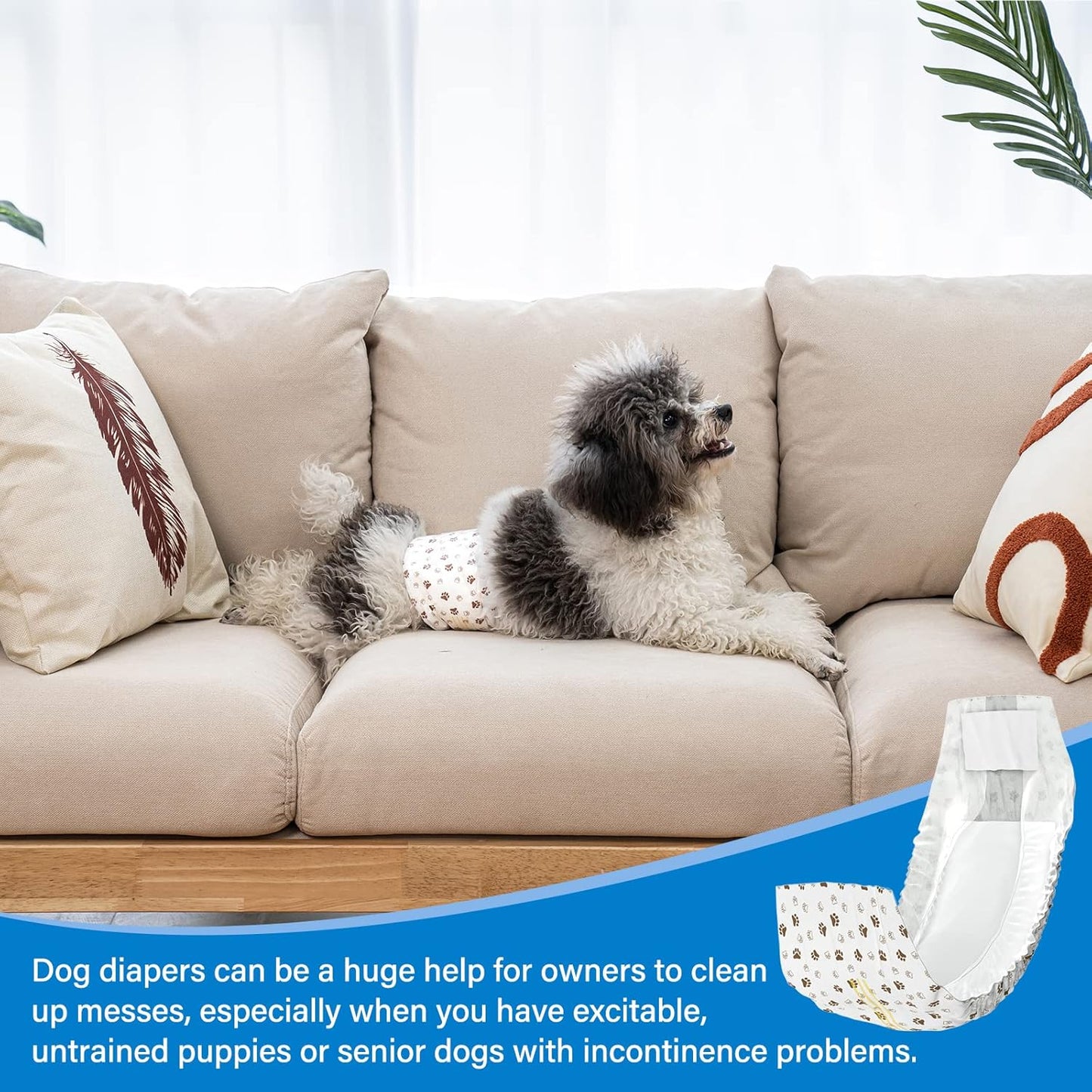 Pet Soft Dog Diapers Male - Disposable Male Dog Wraps Wetness Indicator, Ultra Absorbent Doggie Diapers Comfortable for Incontinence Excitable Urination, 20pcs Small