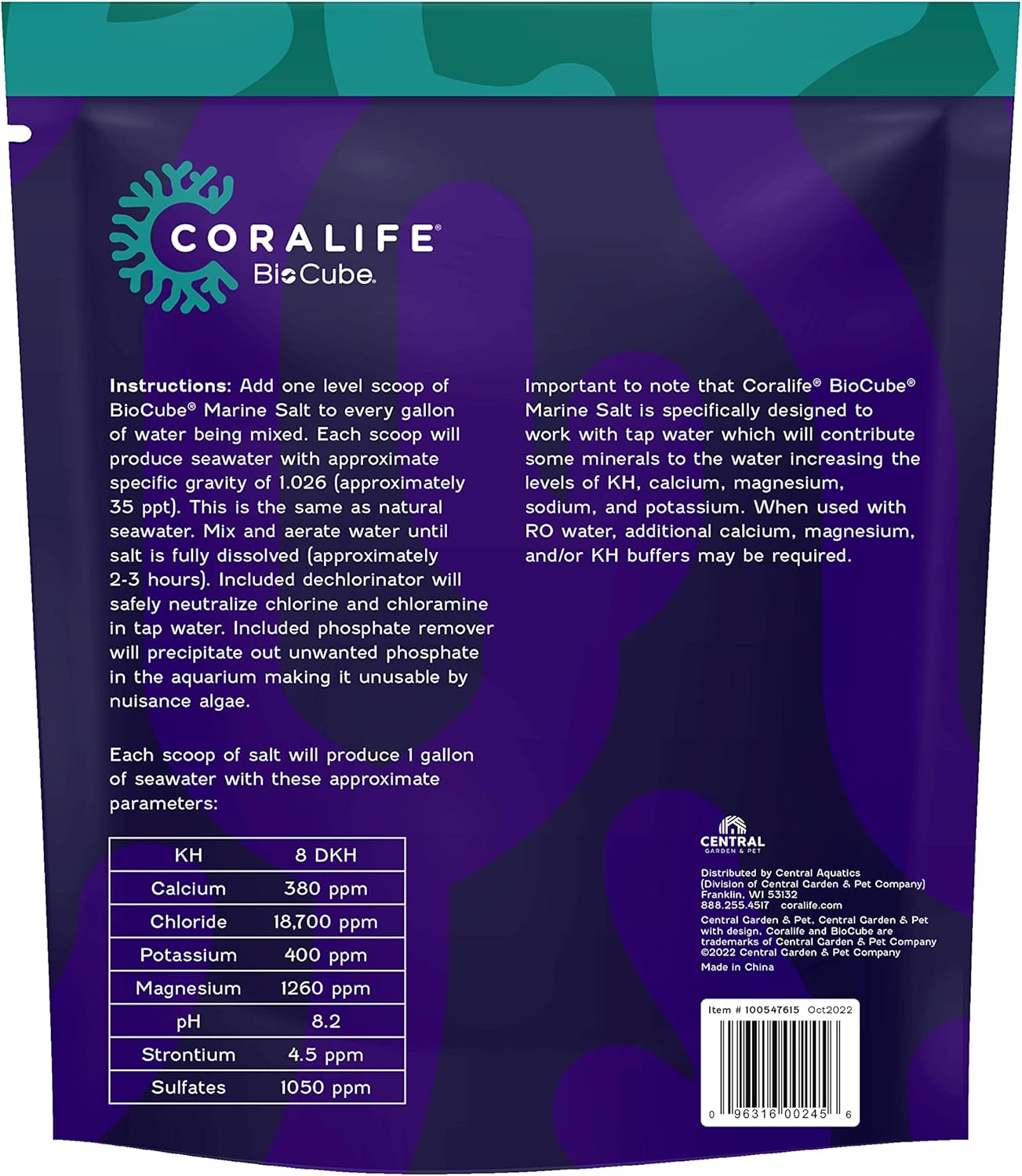 Coralife BioCube Aquarium Fish Tank Marine Salt, 15 Gallon
