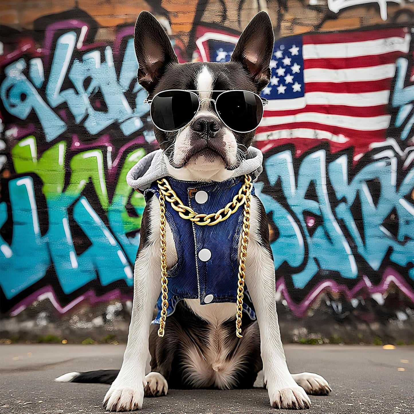 Cool Dog Jean Jacket Vest with D-Ring Blue Denim Dogs Hoodies Outfits for Small Medium Dogs Cats Boy Male Dog Clothes Costume Dogggie Puppy Harness Coat for Frenchie Walking(Grey Hat,XXL)