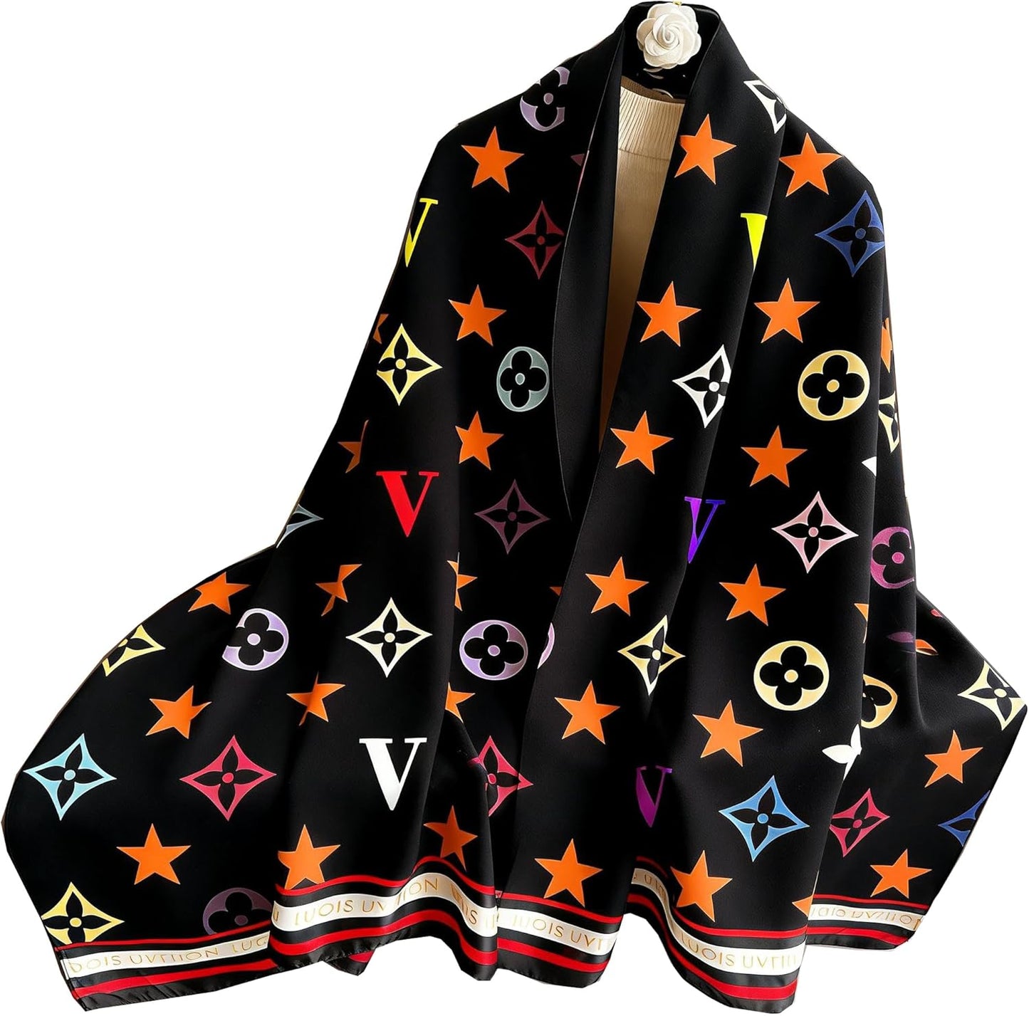 FairyCity Womens oversized Luxury Silk Scarf Long Satin Scarf Lightweight Fashion Shawl Wrap