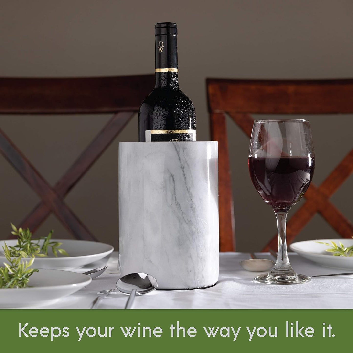 Homeries Marble Wine Chiller Bucket - Wine & Champagne Cooler for Parties, Dinner – Keep Wine & Beverages Cold, Wine Chillers for Bottles – Holds Any 750ml Bottle - Ideal Gift for Wine Enthusiasts