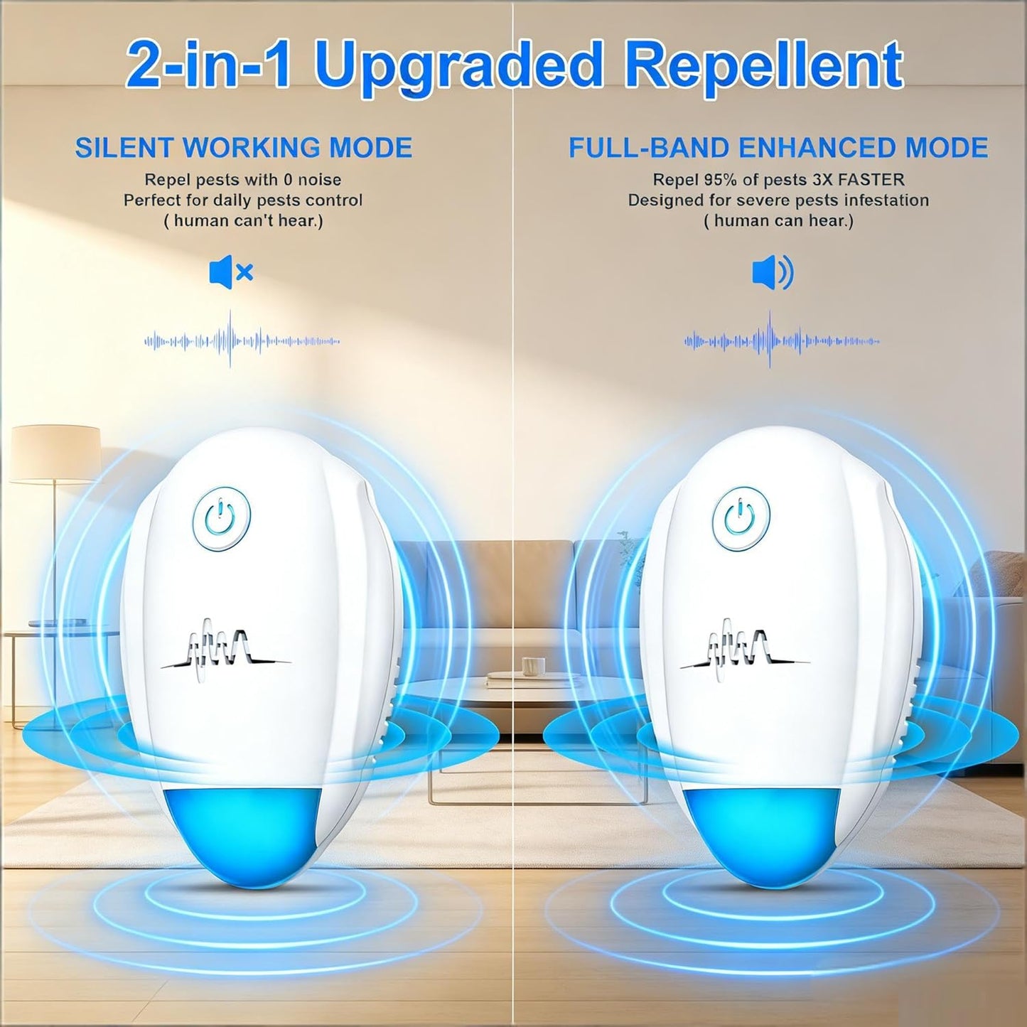 2026 Upgraded Ultrasonic Repeller 6 Packs,Indoor Ultrasonic Repellent, Electronic Plug in Pest Control for Bugs,Mosquito,Roach, Ant, Rodent, Mouse, Spider Repellent for House, Warehouse, Garage (6)